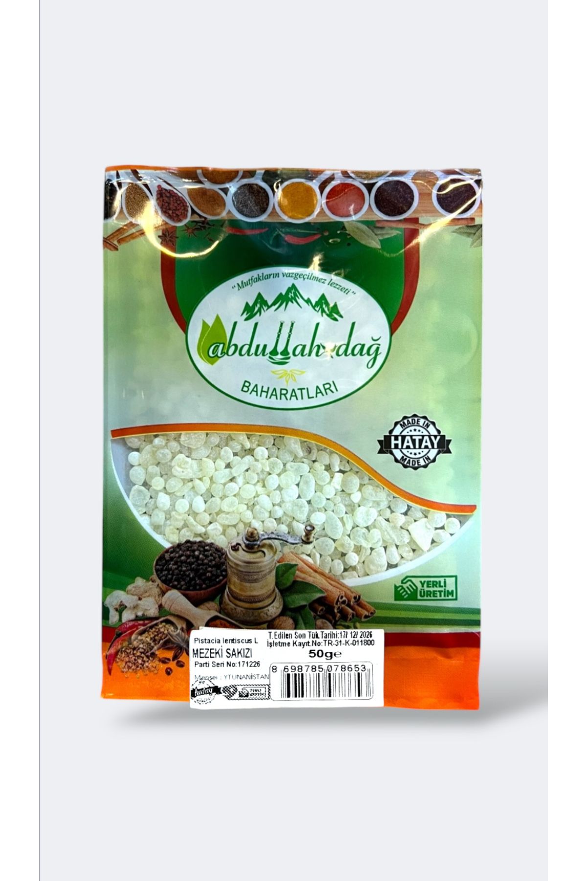ABDULLAH DAĞ Hatay Yöresinden Damla Sakızı Mezeki Sakızı Göz Yaşı 50 Gr