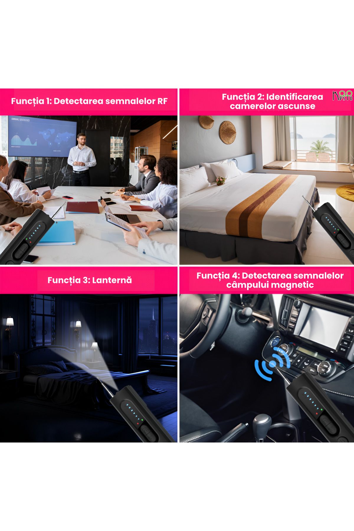 Koopsio-Spy Device Detector, hidden cameras, hidden microphones, GPS locators, voice recorders 8