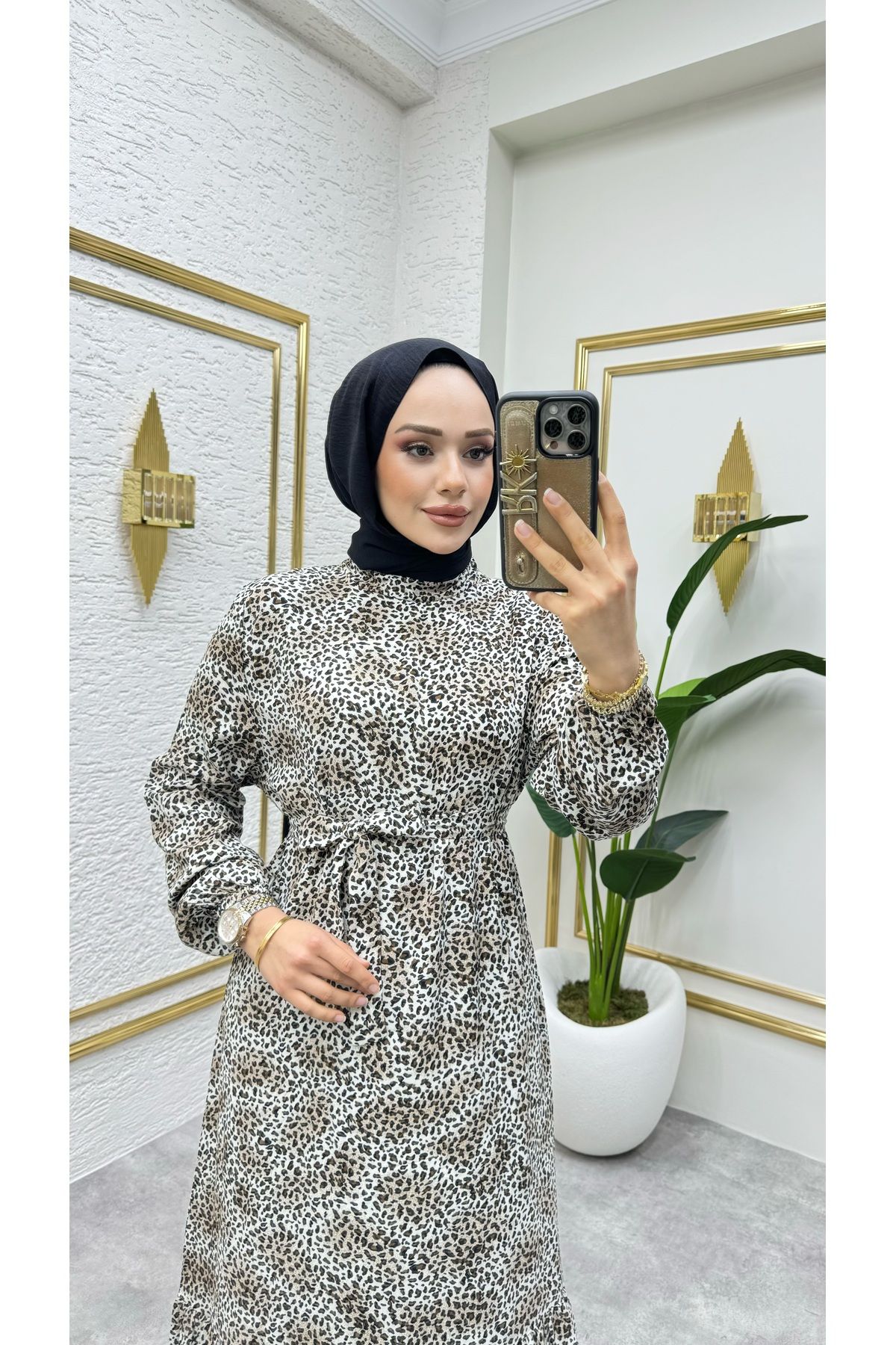 HMZ tesettür elbise leopar