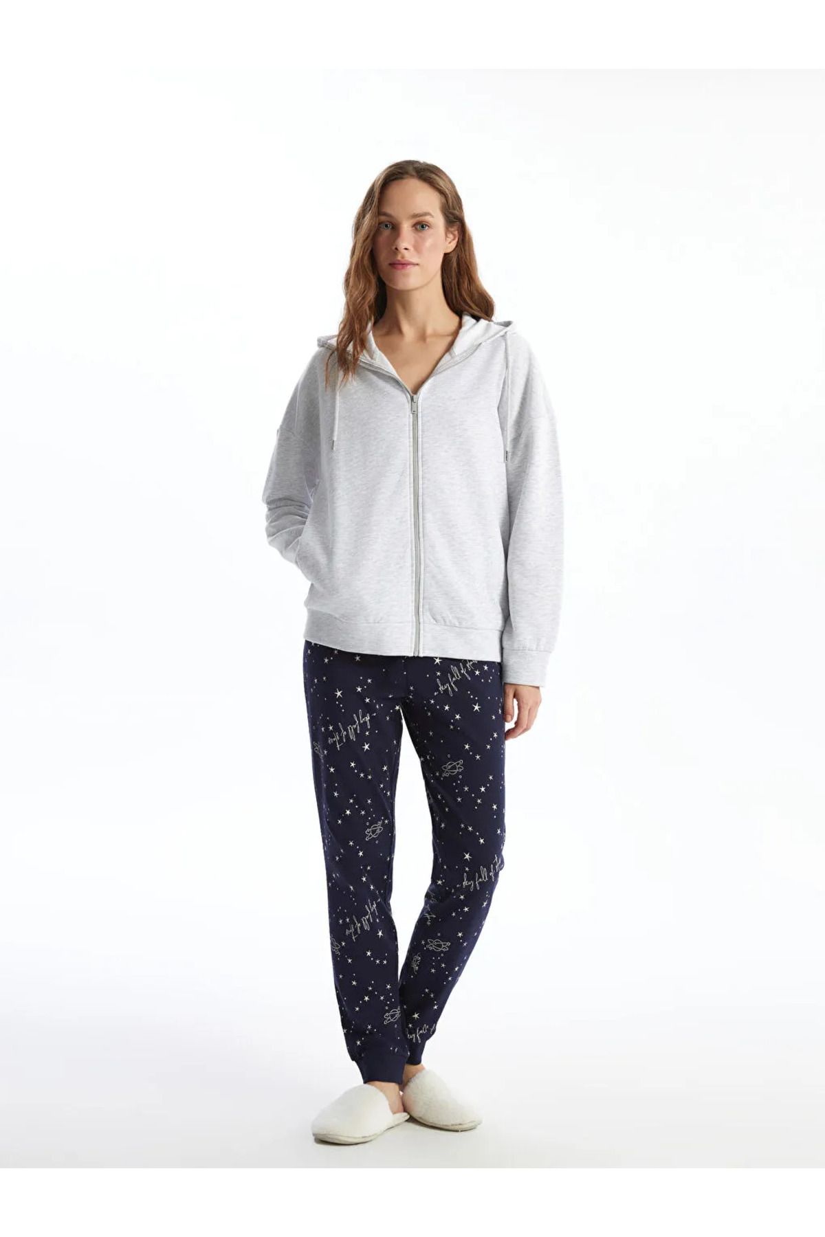 LC Waikiki LCW DREAM Lacivert Beli Lastikli Baskılı Kadın Pijama Alt