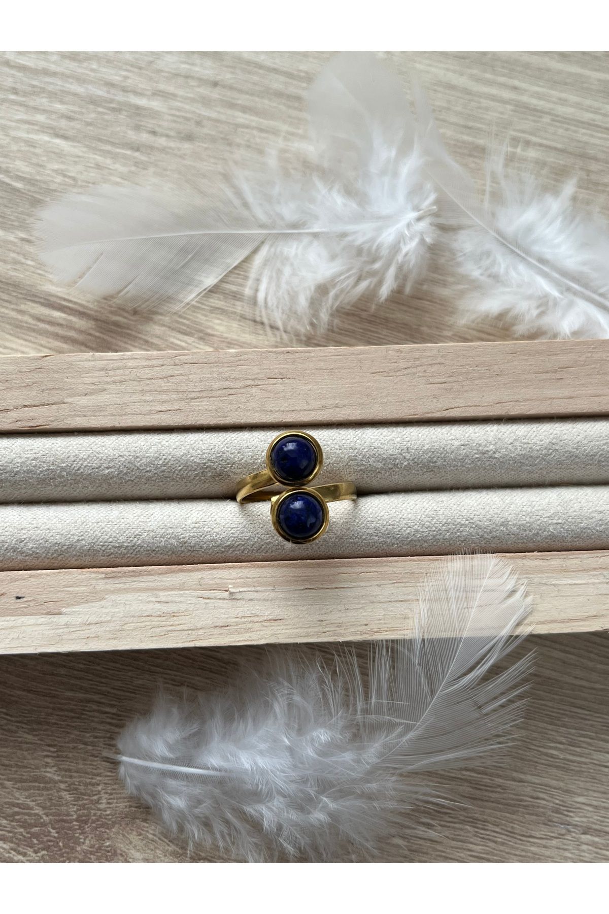 Pel Design Lapis Lazulı Taşı Çelik Yüzük El Yapımı