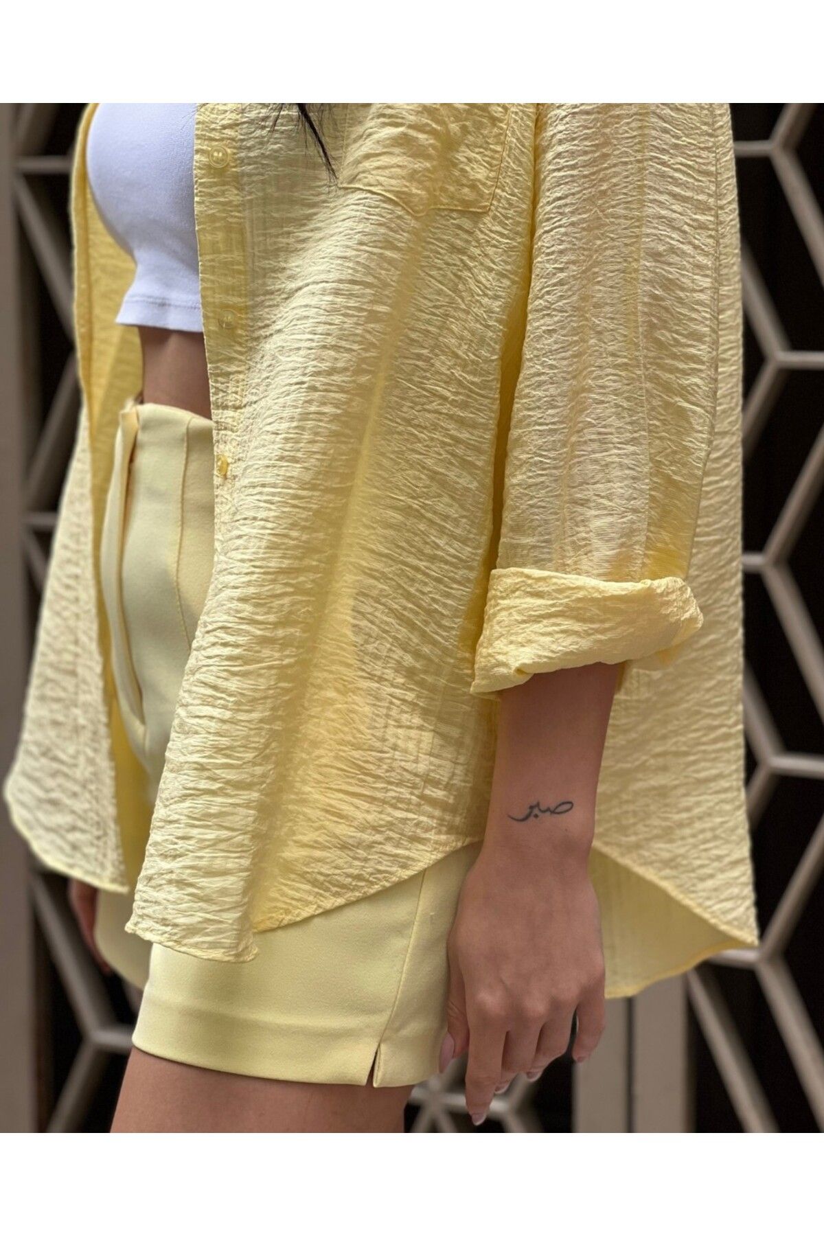 unique rain CEPLİ OVERSIZE GÖMLEK