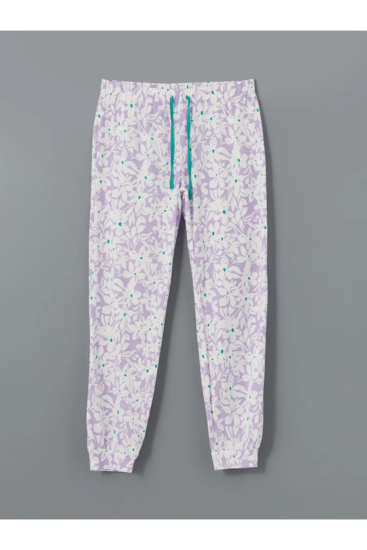 LC Waikiki LCW DREAM Ekru Beli Lastikli Çiçekli Kadın Jogger Pijama Alt
