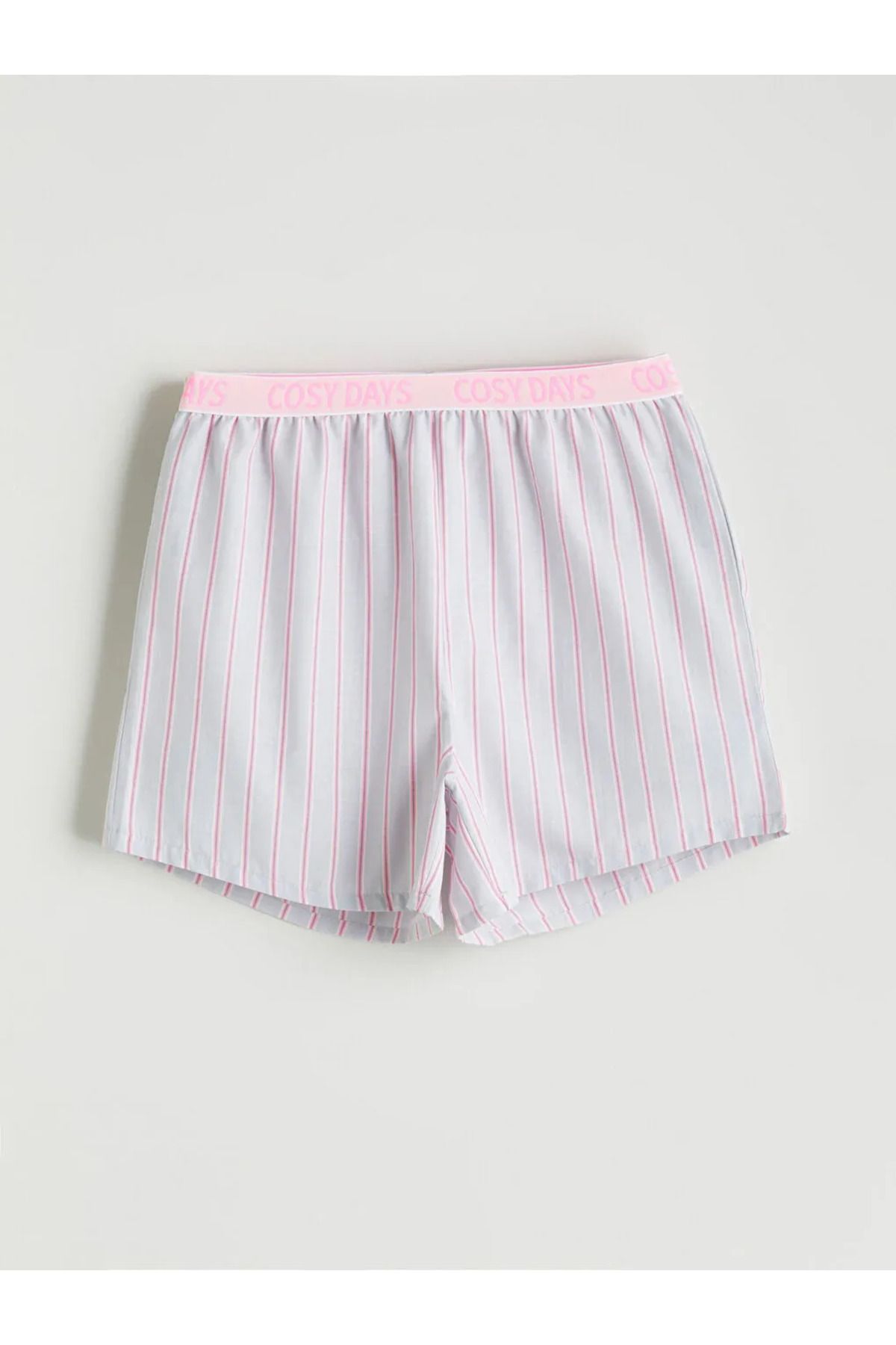 LC Waikiki LCW Young Mavi Beli Lastikli Çizgili Kadın Şort Pijama Altı