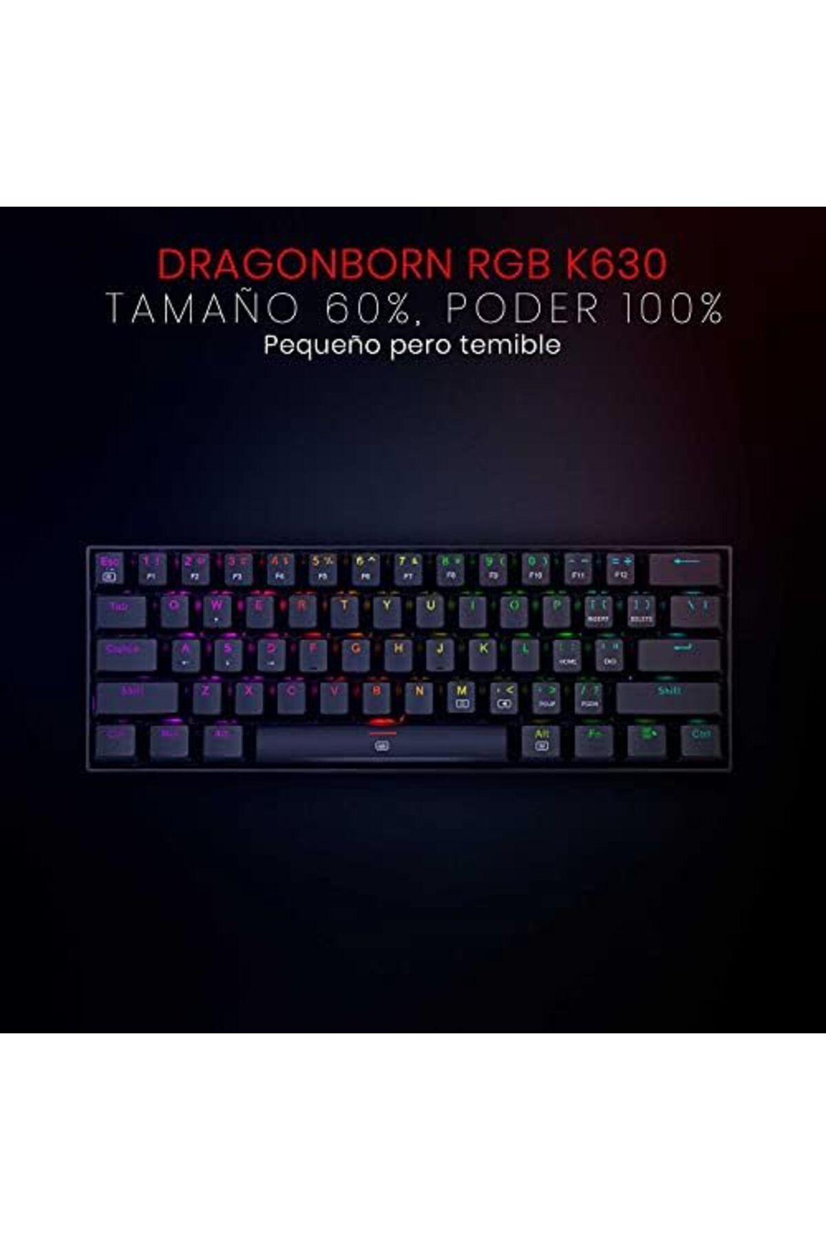 REDRAGON-لوحة مفاتيح الألعاب الميكانيكية K630، تصميم مضغوط بنسبة 60% مع 61 مفتاحًا، مفاتيح بنية اللون، خلفية RGB 4