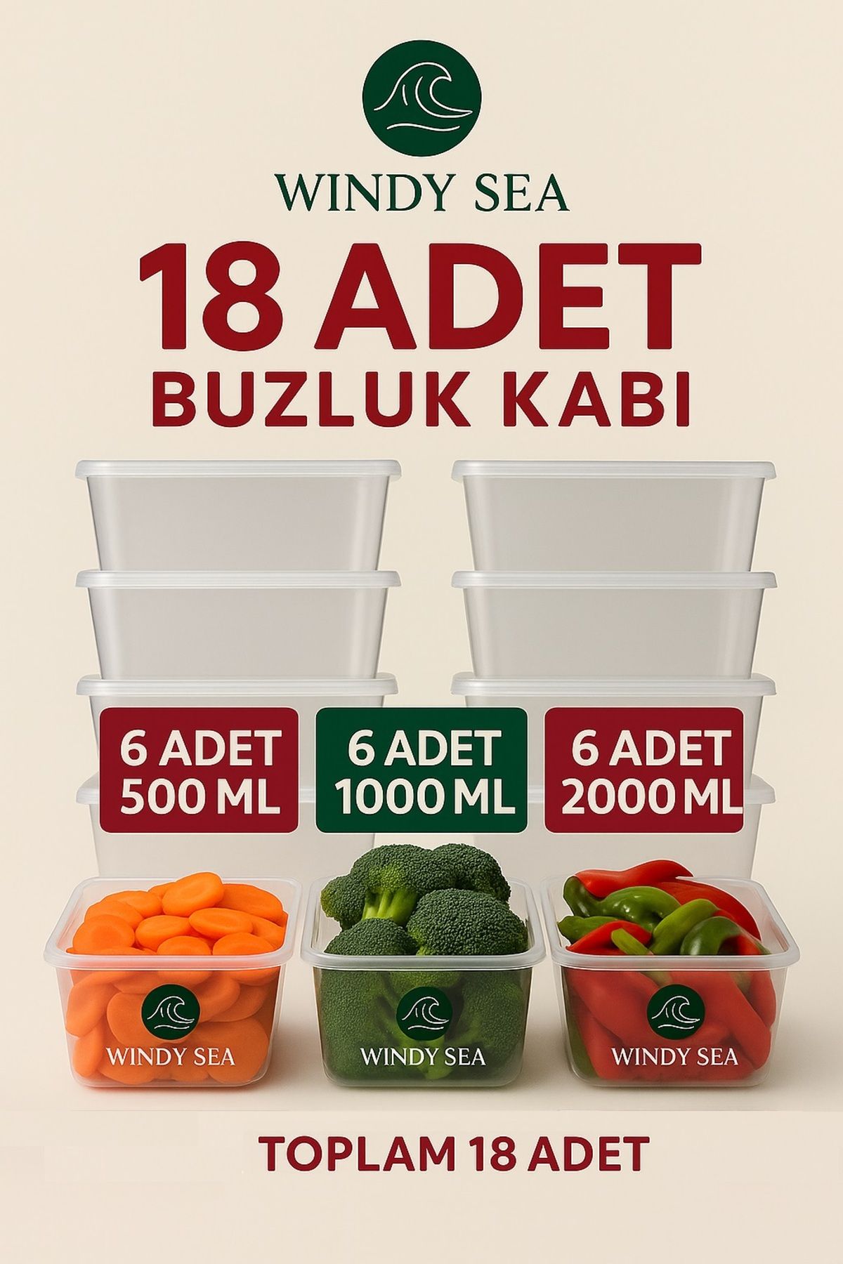 Windy Sea Buzluk Saklama Kabı | 18'li Set