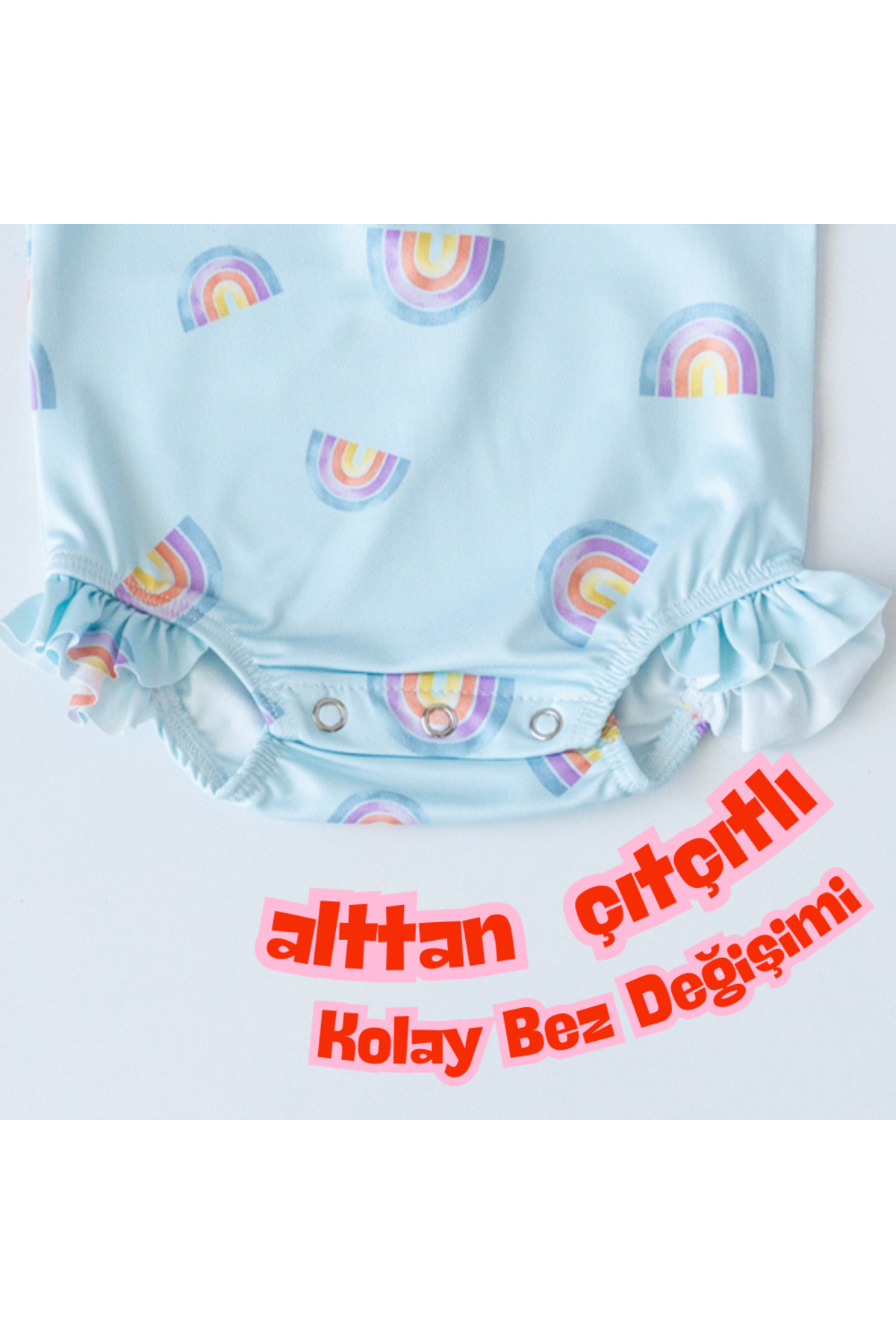 Mama Yoyo Baby Kids Önden Fermuarlı - Alttan Çıtçıtlı Mayo Gökkuşağı fotoğrafı 2 (önizleme)