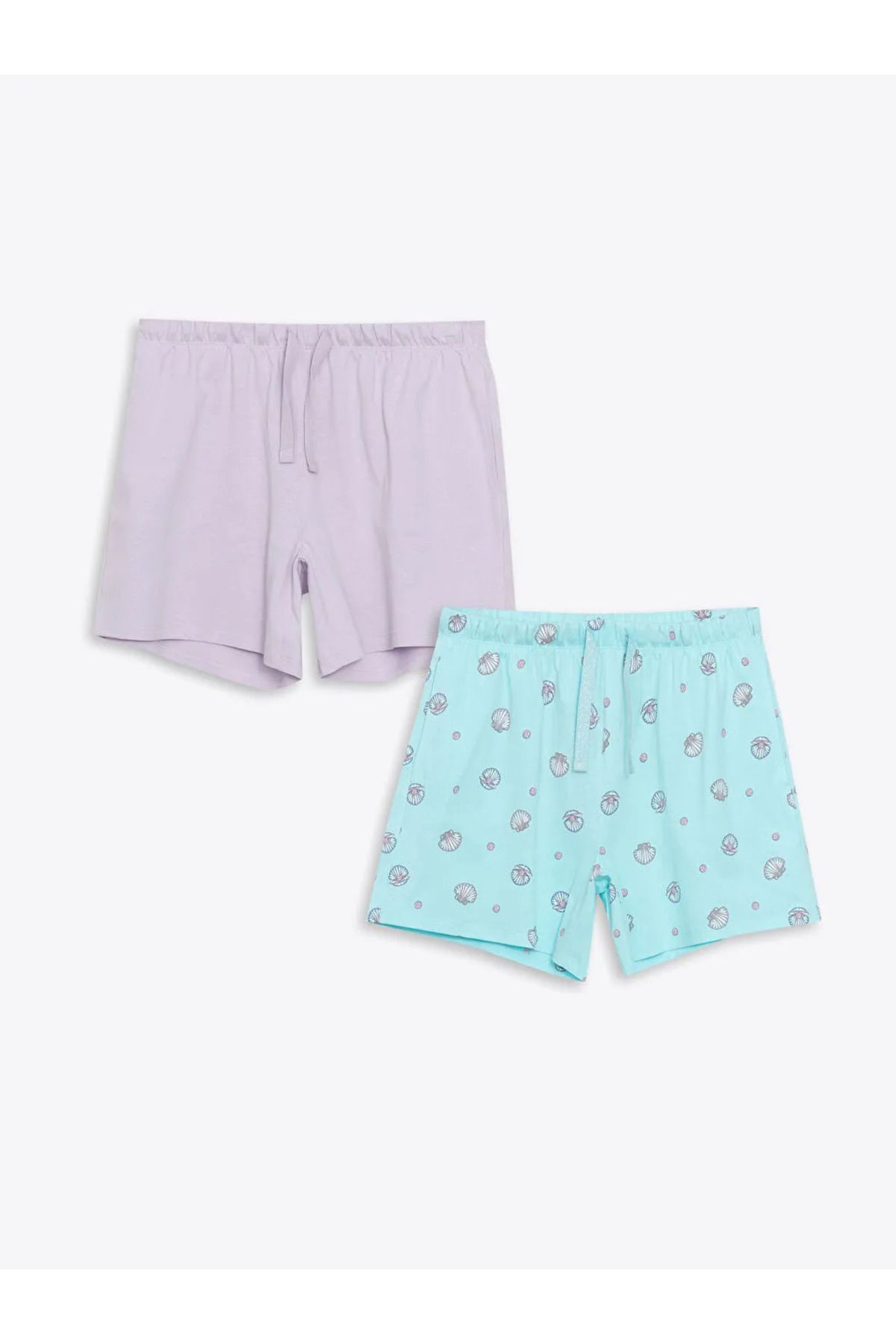 LC Waikiki LCW DREAM Turkuaz Beli Lastikli Desenli Kadın Şort Pijama Altı 2'li