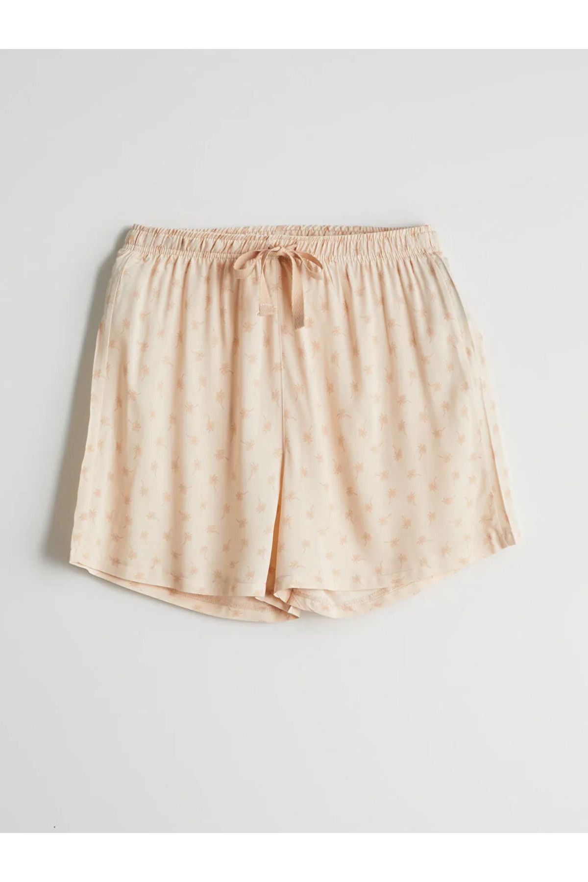 LC Waikiki LCW DREAM Ekru Beli Lastikli Baskılı Kadın Şort Pijama Altı