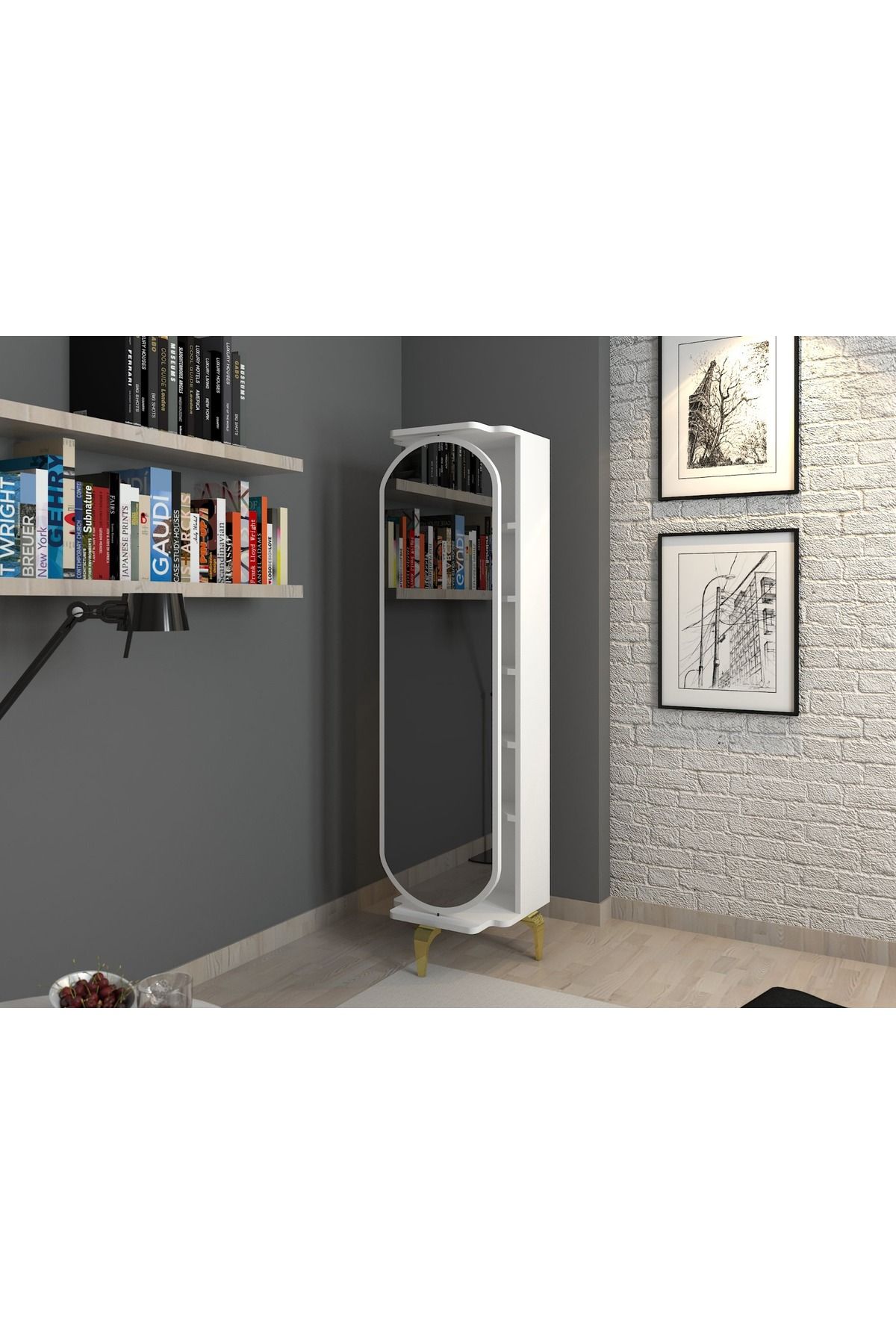 SatıBazarı avrupa tarzı portmantolu raflı donen boy aynası