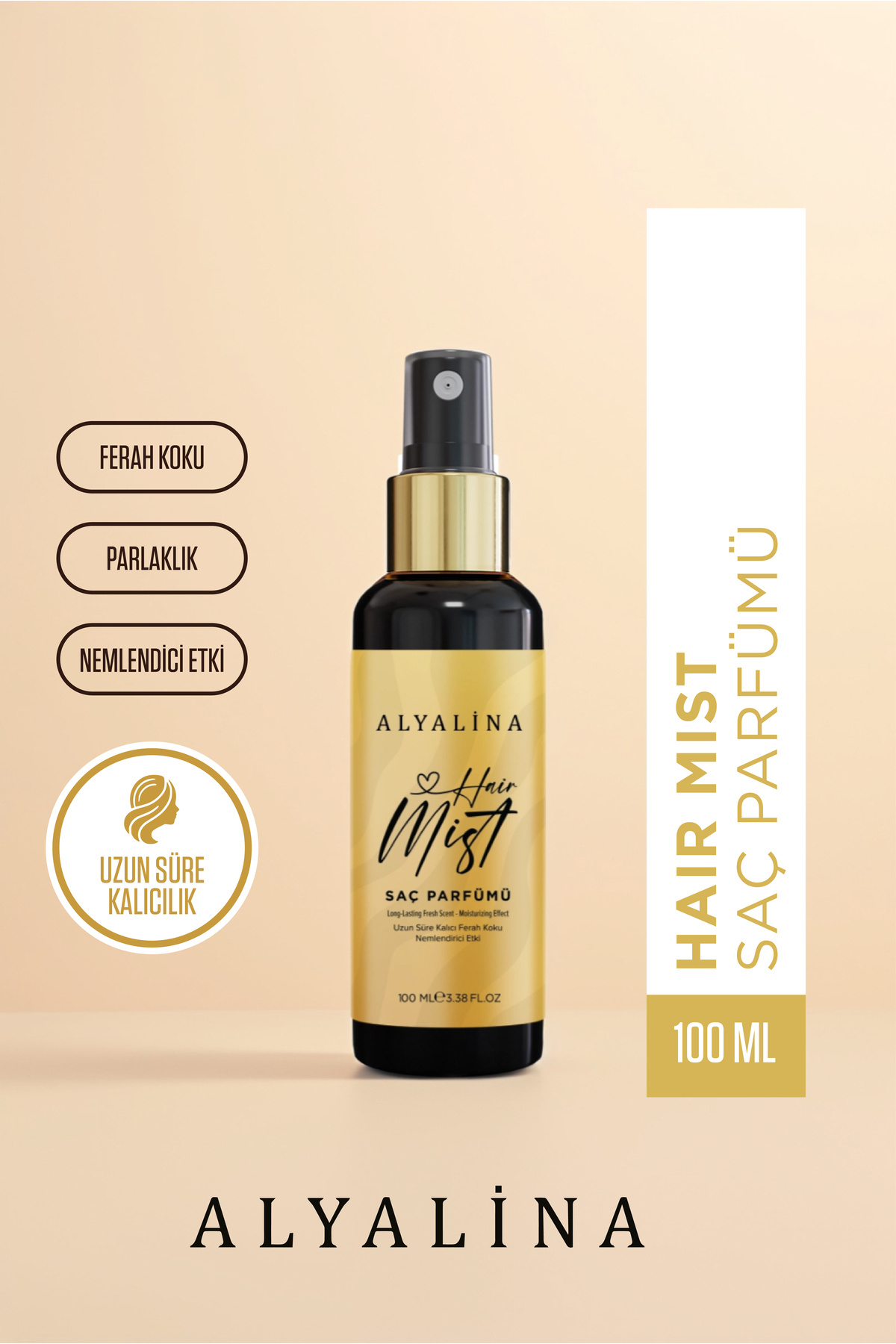 alyalina Hair Mist Saç Parfümü – Uzun Süre Kalıcı Ferah Koku ve Nemlendirici Etki – 100 ml
