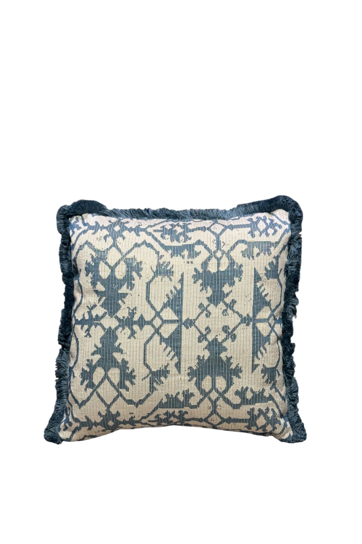ESM Home Denya Deniz Esintili Desenli Püsküllü Kırlent 50x50 (iç dolgu dahil)