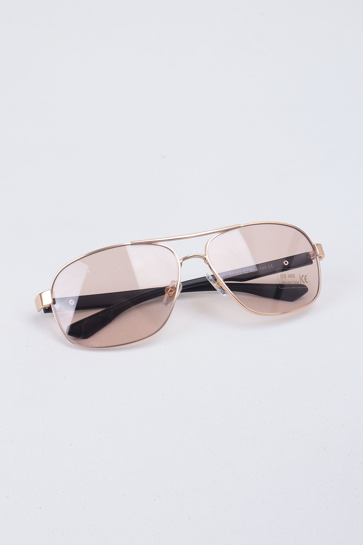 Kapin Vintage Damla Metal Tasarım Unisex Güneş Gözlüğü - Bej Cam