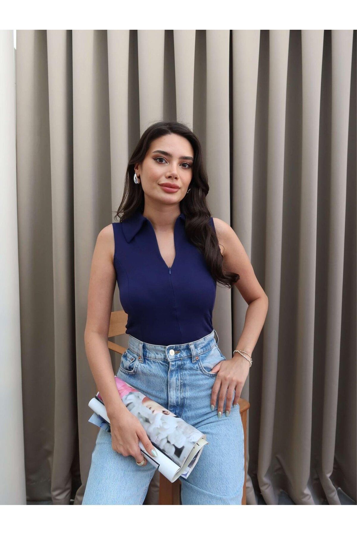 Hotfashion Fermuarlı Sıfır Kol Body