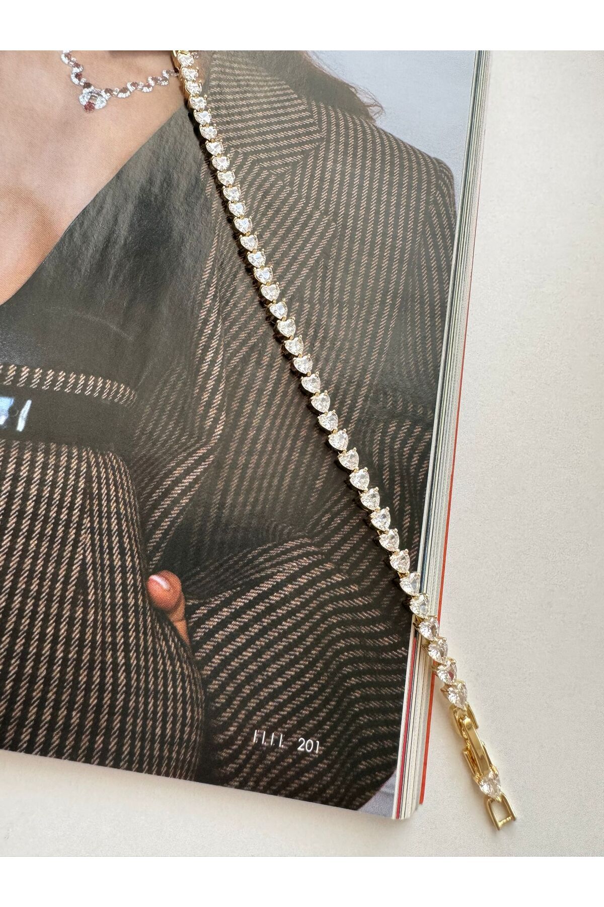 MODA 14K Vip Seri Kadın Taşlı Kalpli Su Yolu Bileklik 18 cm