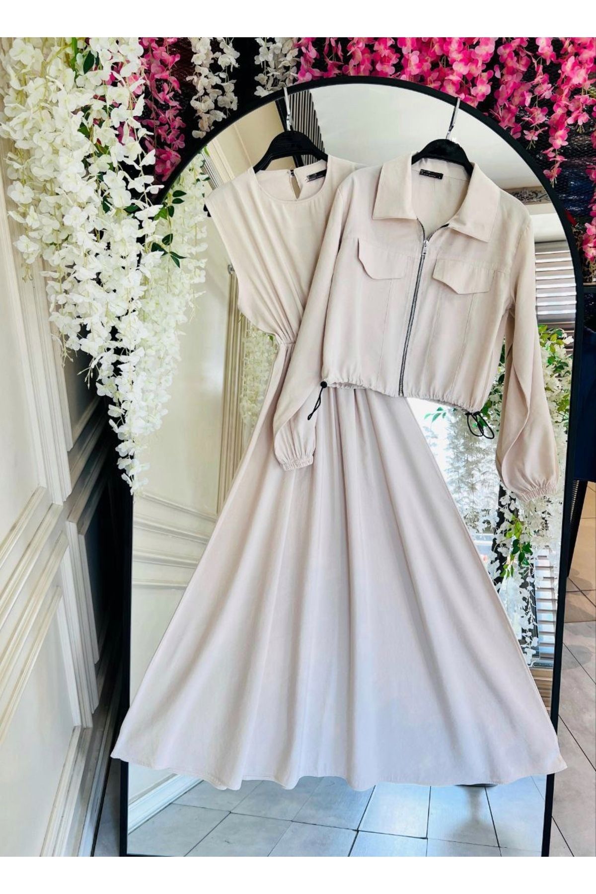 Milenastyle LİZA KOLSUZ ELBİSE VE CEKET TAKIM