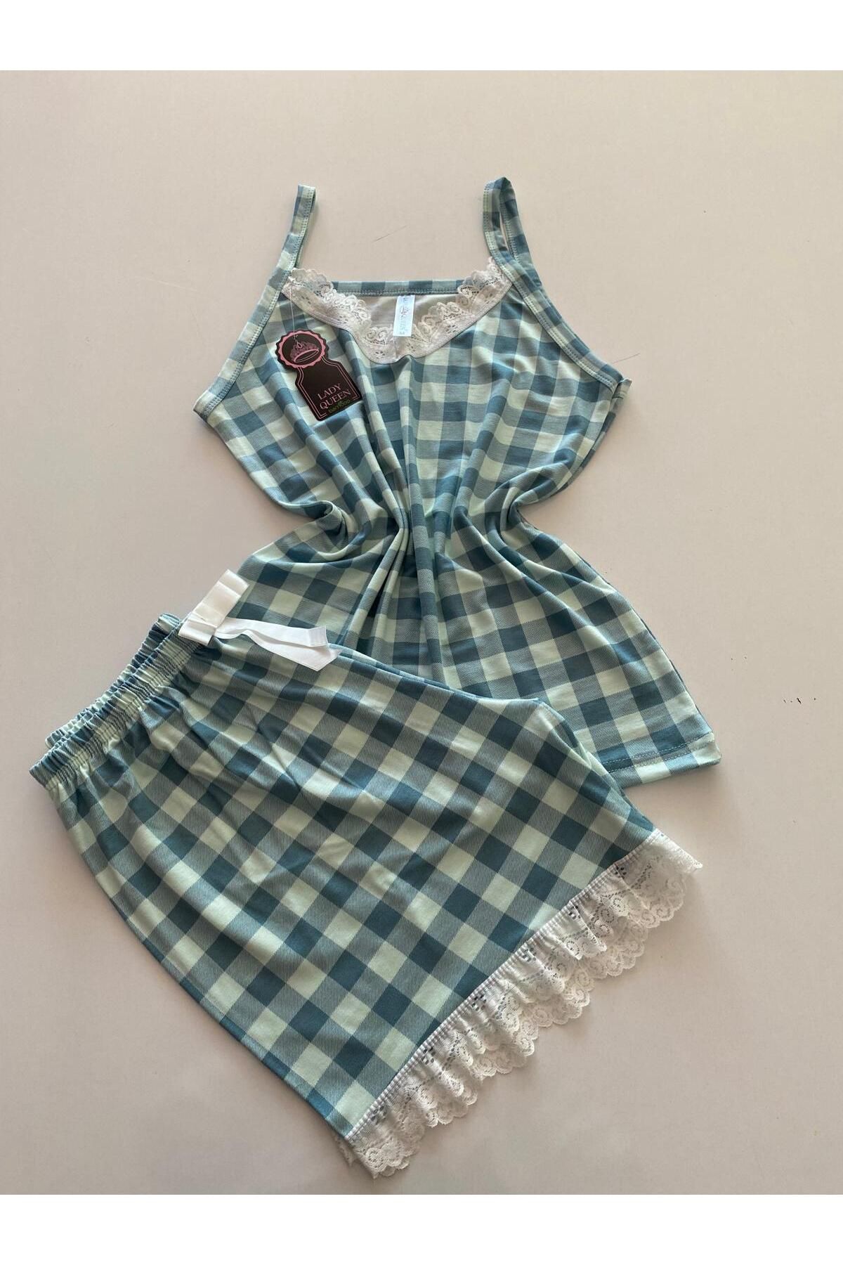 Lady Queen likralı ring viskon kadın şortlu pijama takımı