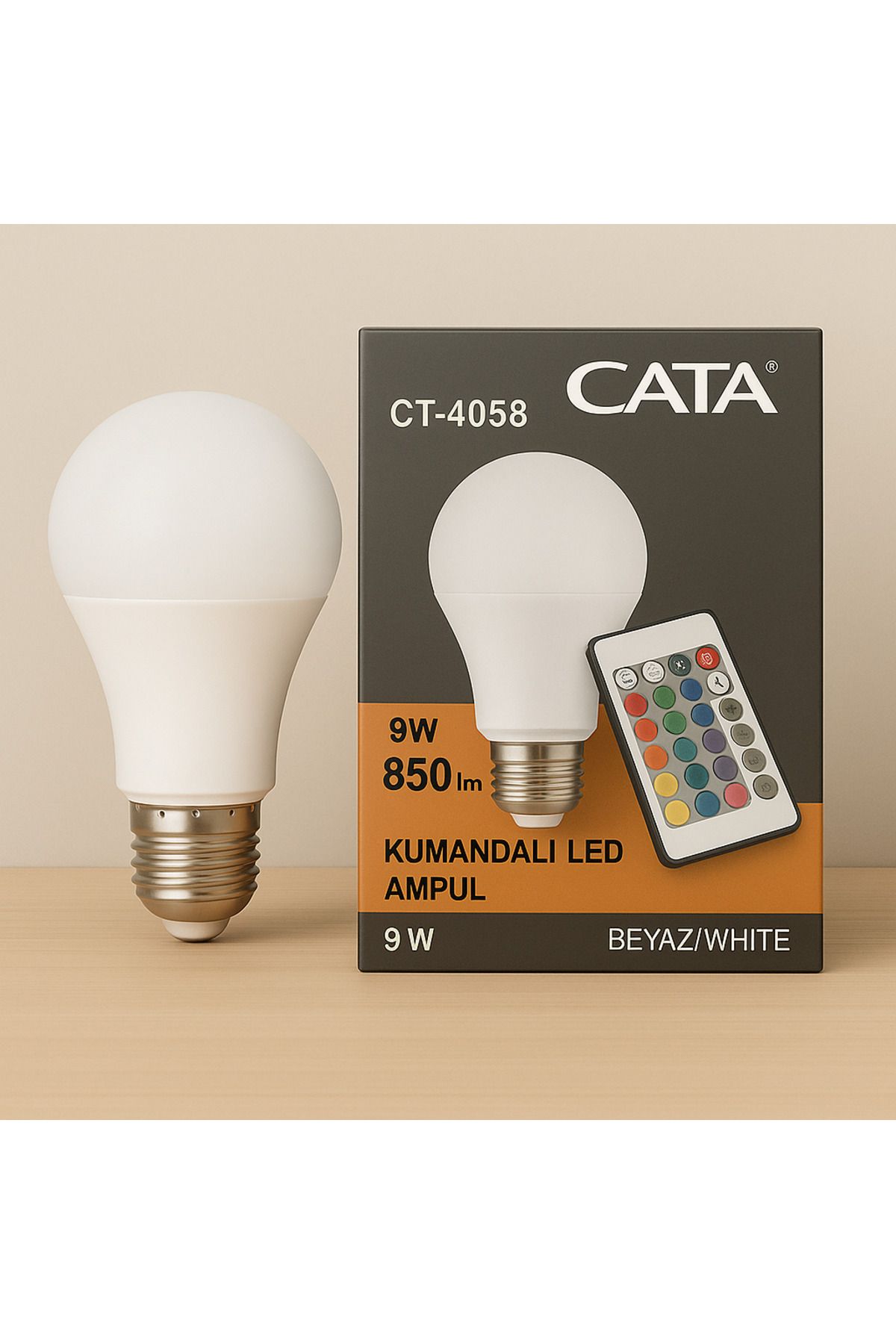 Cata 2’li Ct-4058 Kumandalı Renkli LED Ampul Seti Beyaz Işık