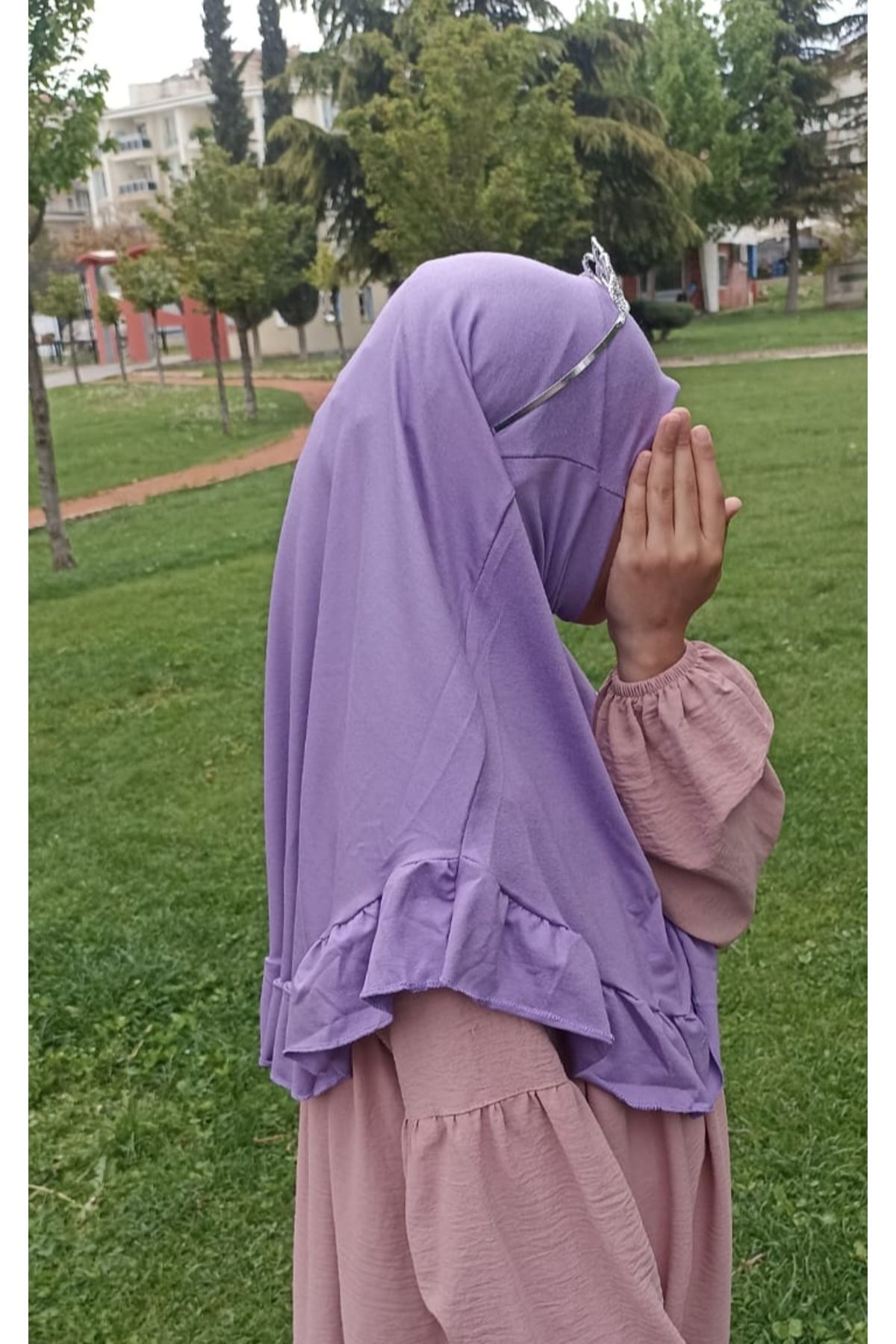 Miniki Kız Çocuk Pratik Başörtü Pamuklu Fırfırlı Model Çocuk Tesettür (Tac Ayrı Satılmaktadır)