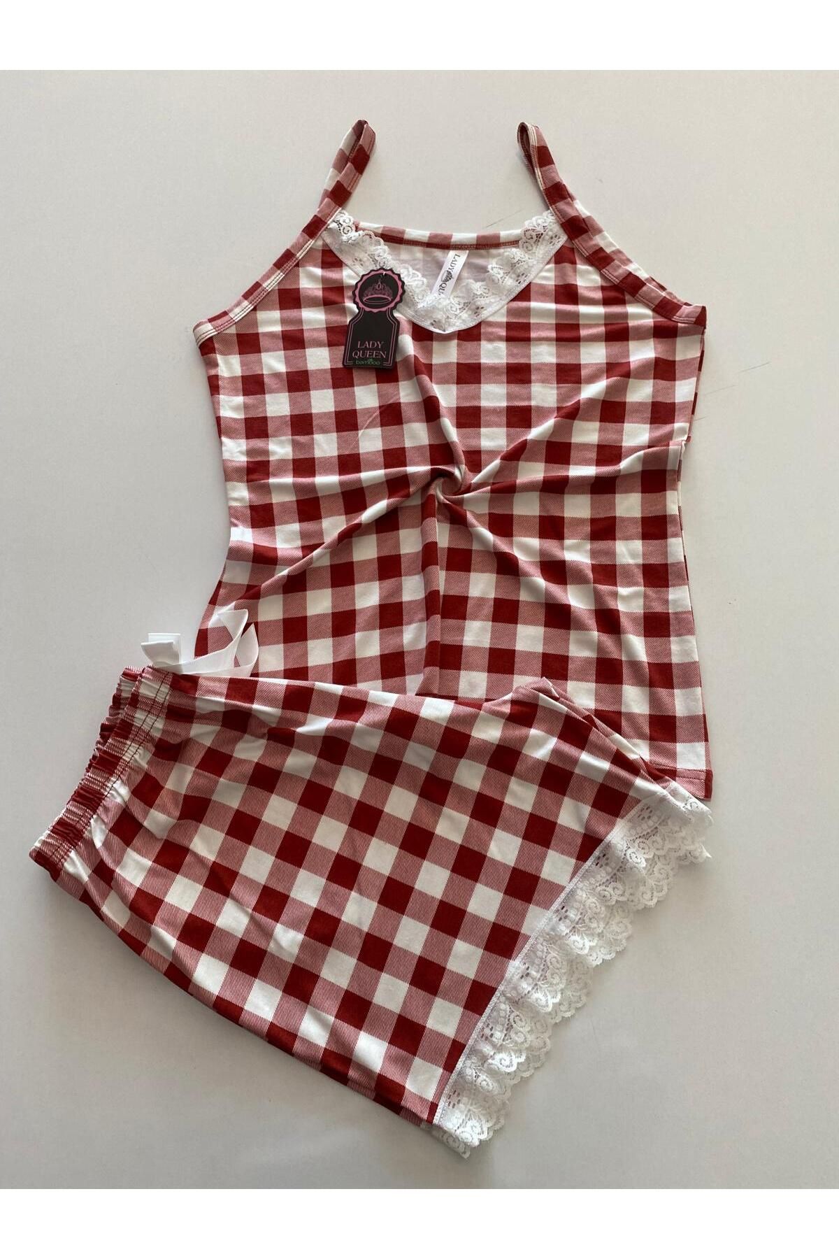 Lady Queen likralı ring viskon kadın şortlu pijama takımı