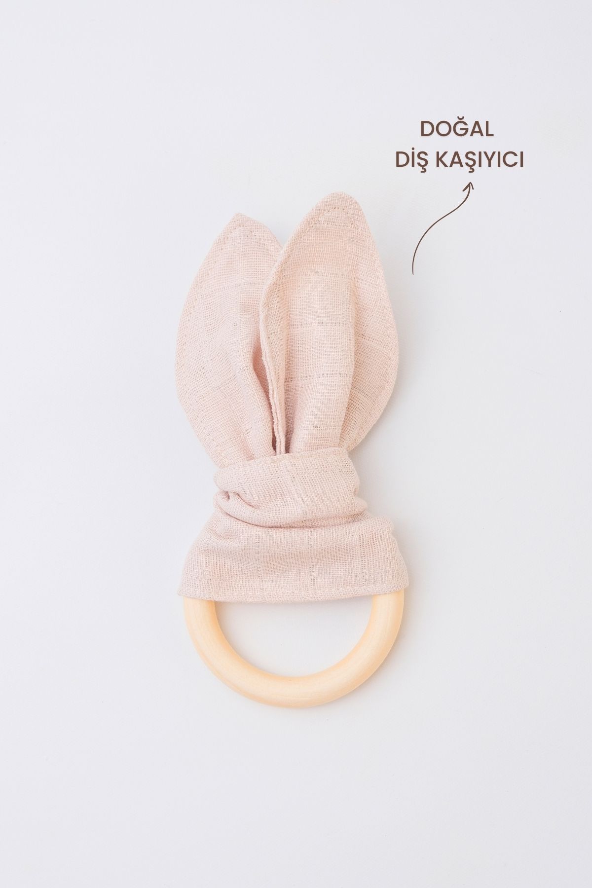 Nami Baby %100 Doğal Ahşap Diş Kaşıyıcı Organik Bebek Diş Kaşıyıcı Müslin Diş Kaşıyıcı