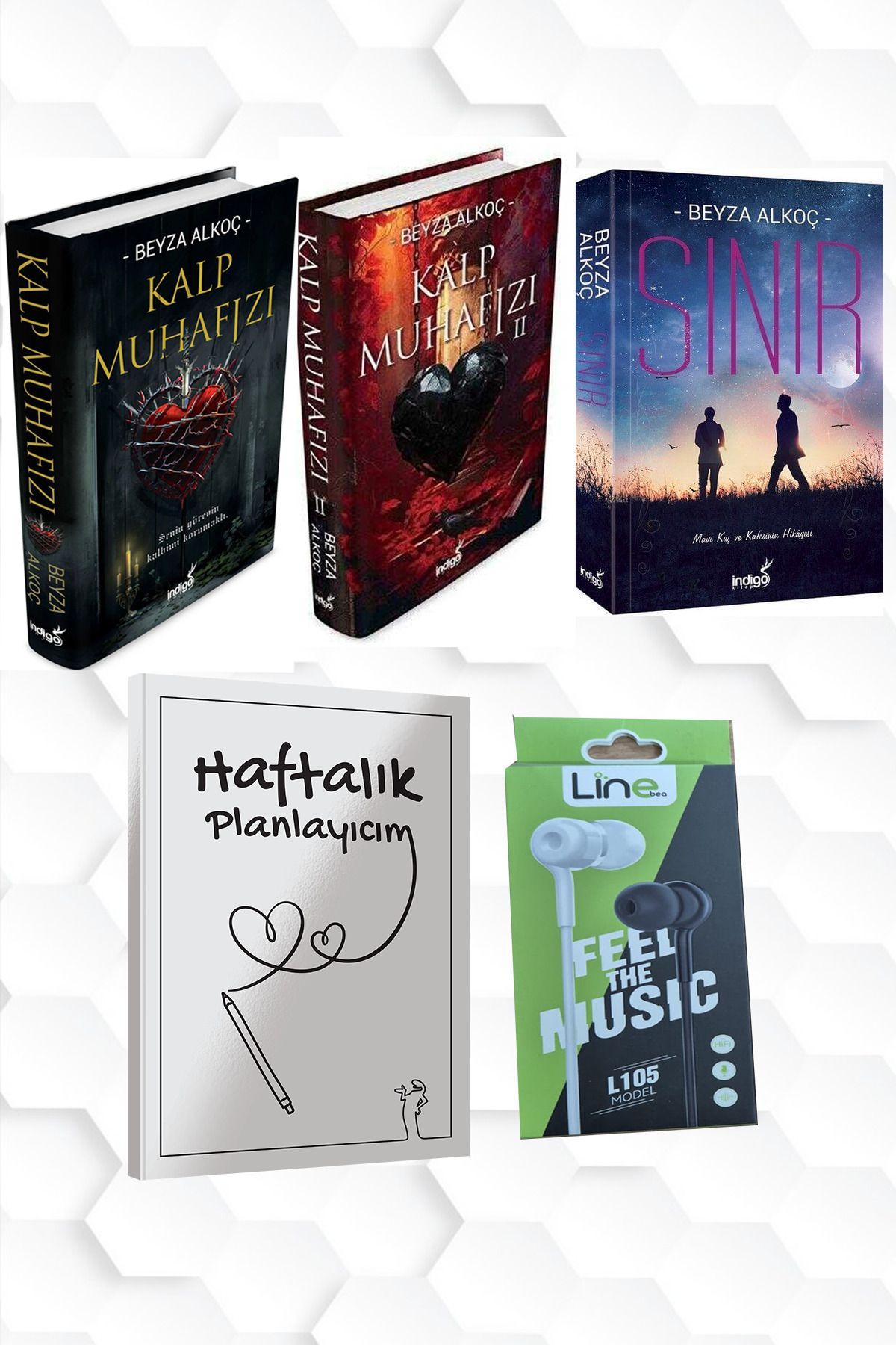 İndigo Kitap CİLTLİ-BEYZA ALKOÇ-KALP MUHAFIZI 1 VE 2-SINIR+HAFTALIK PLANLAYICIM (52 HAFTA) KULAKLIK