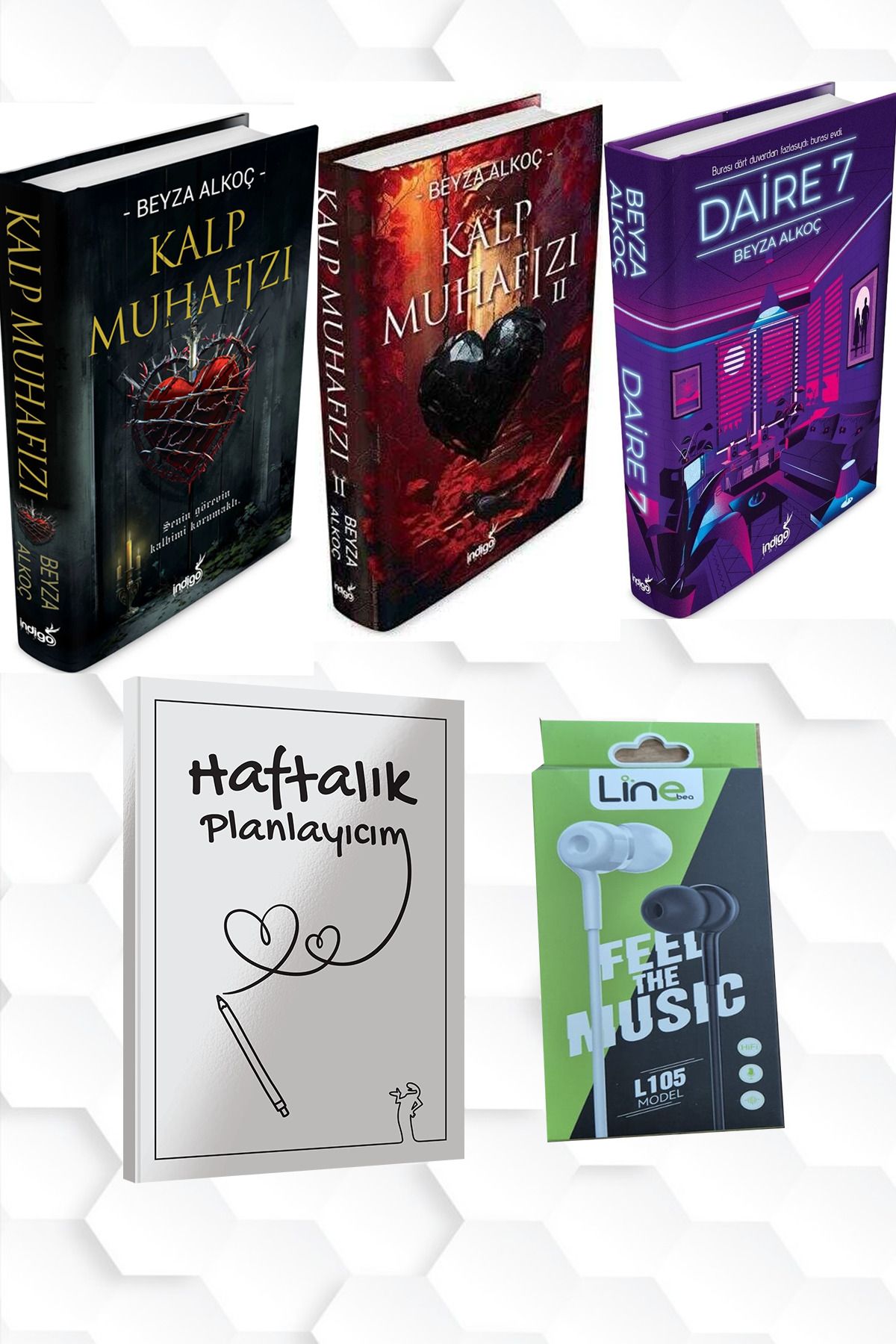 İndigo Kitap CİLTLİ-BEYZA ALKOÇ-KALP MUHAFIZI 1 VE 2-DAİRE 7+HAFTALIK PLANLAYICIM (52 HAFTA) KULAKLIK
