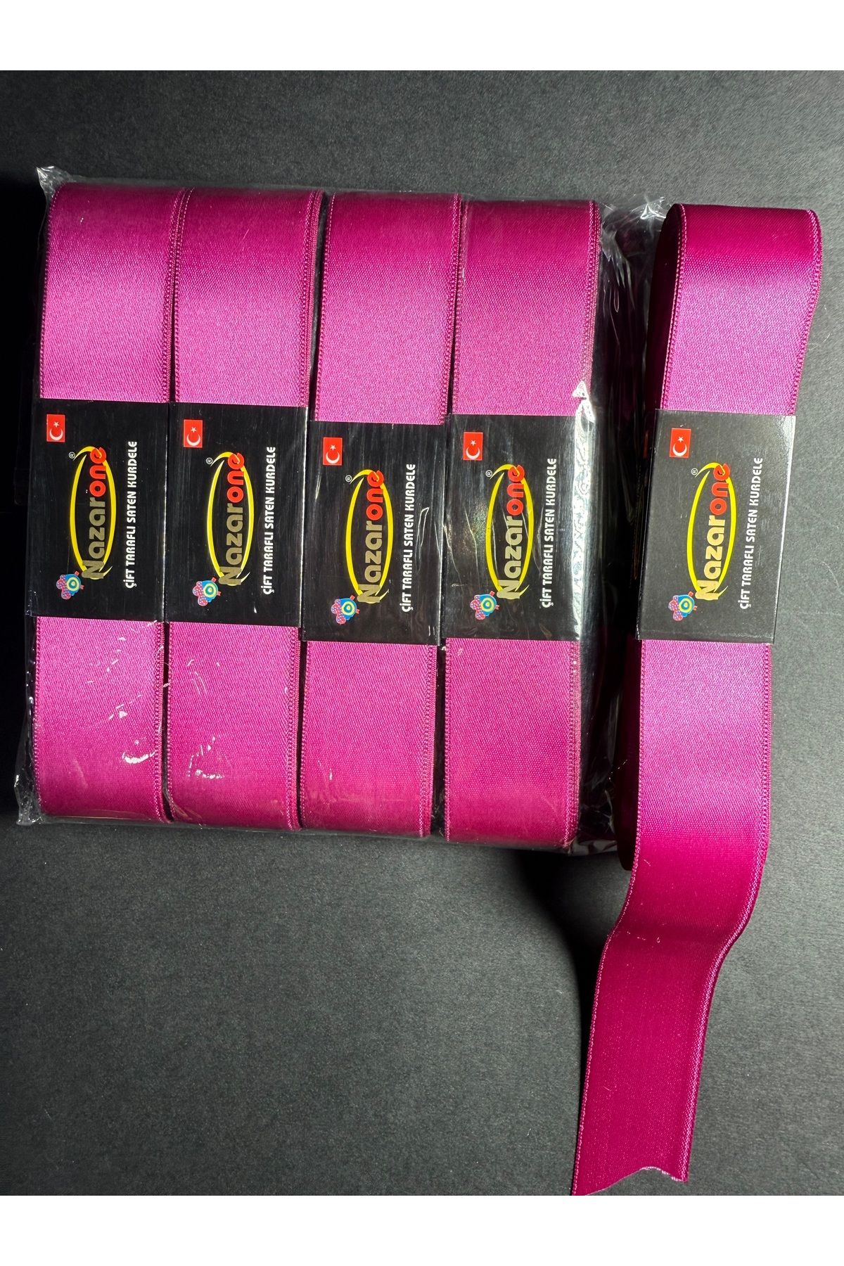 Home 3 cm saten kurdele fuşya renk 5’li (5*10=50metre)
