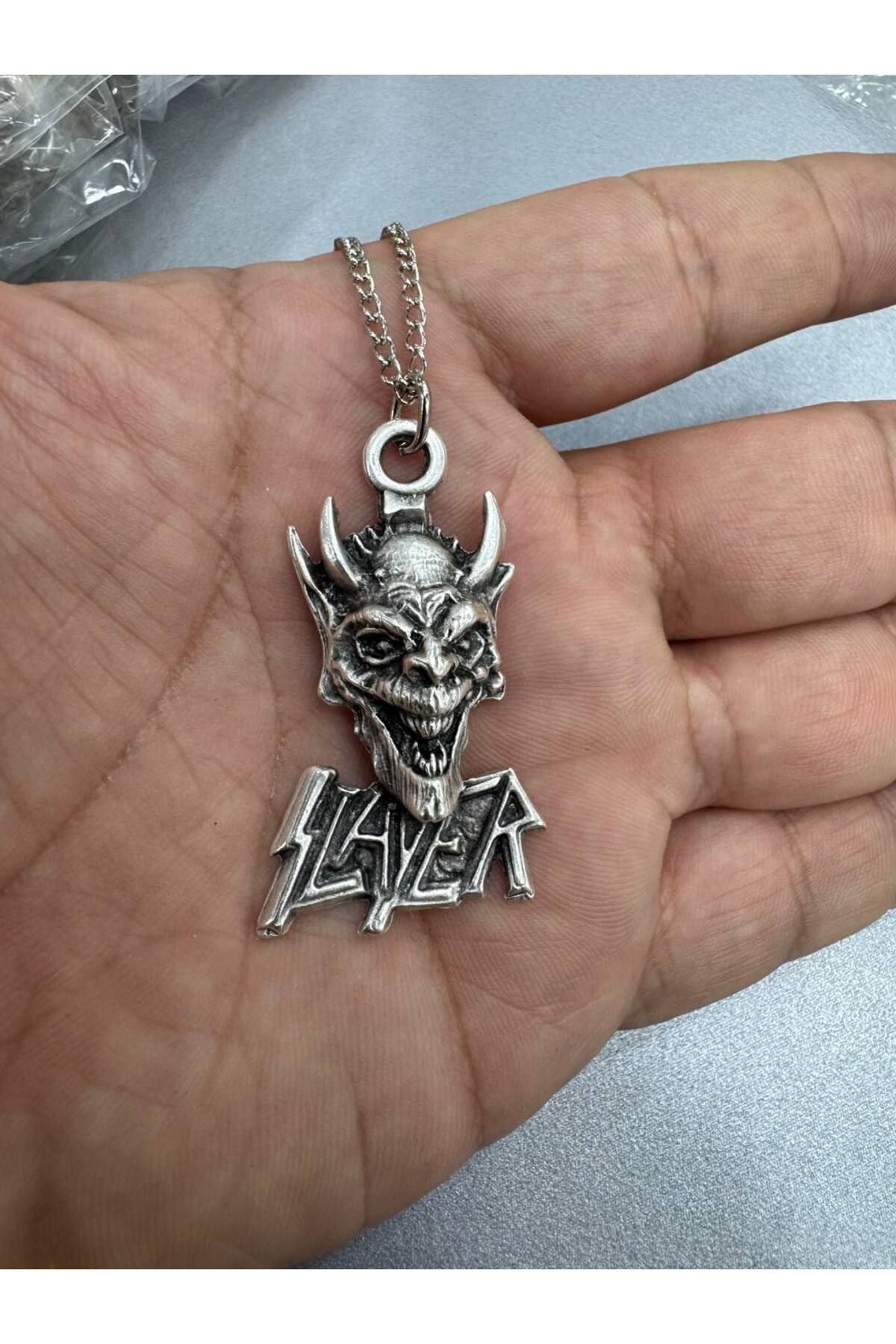 Herşey Nota Slayer Rock Metal Tarz Zincir Kolye – 60 cm Paslanmaz Çelik Unisex Aksesuar