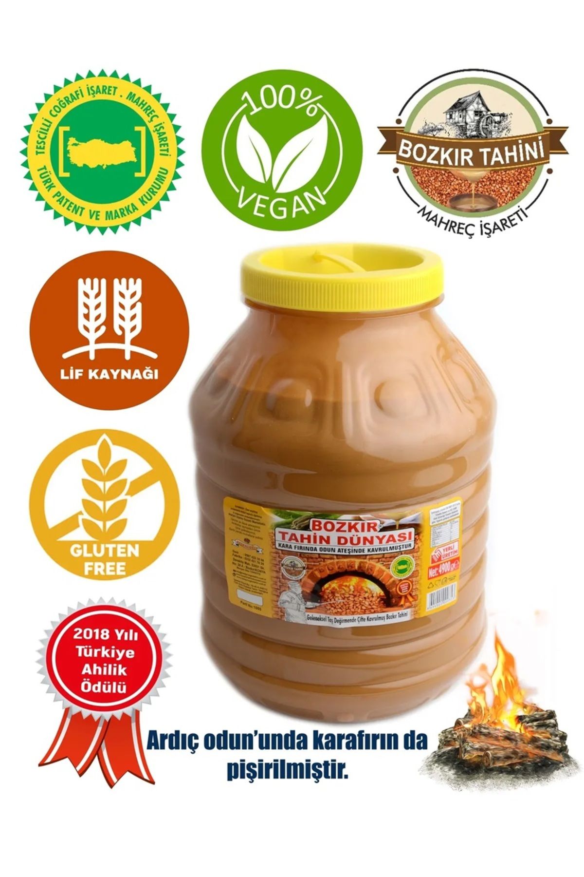 Kalaycıoğlu Bozkır Tahin Merkezi Kepeklı Kavrulmuş Tahin 4900 gr (Taş Değirmen & Odun Ateşi)