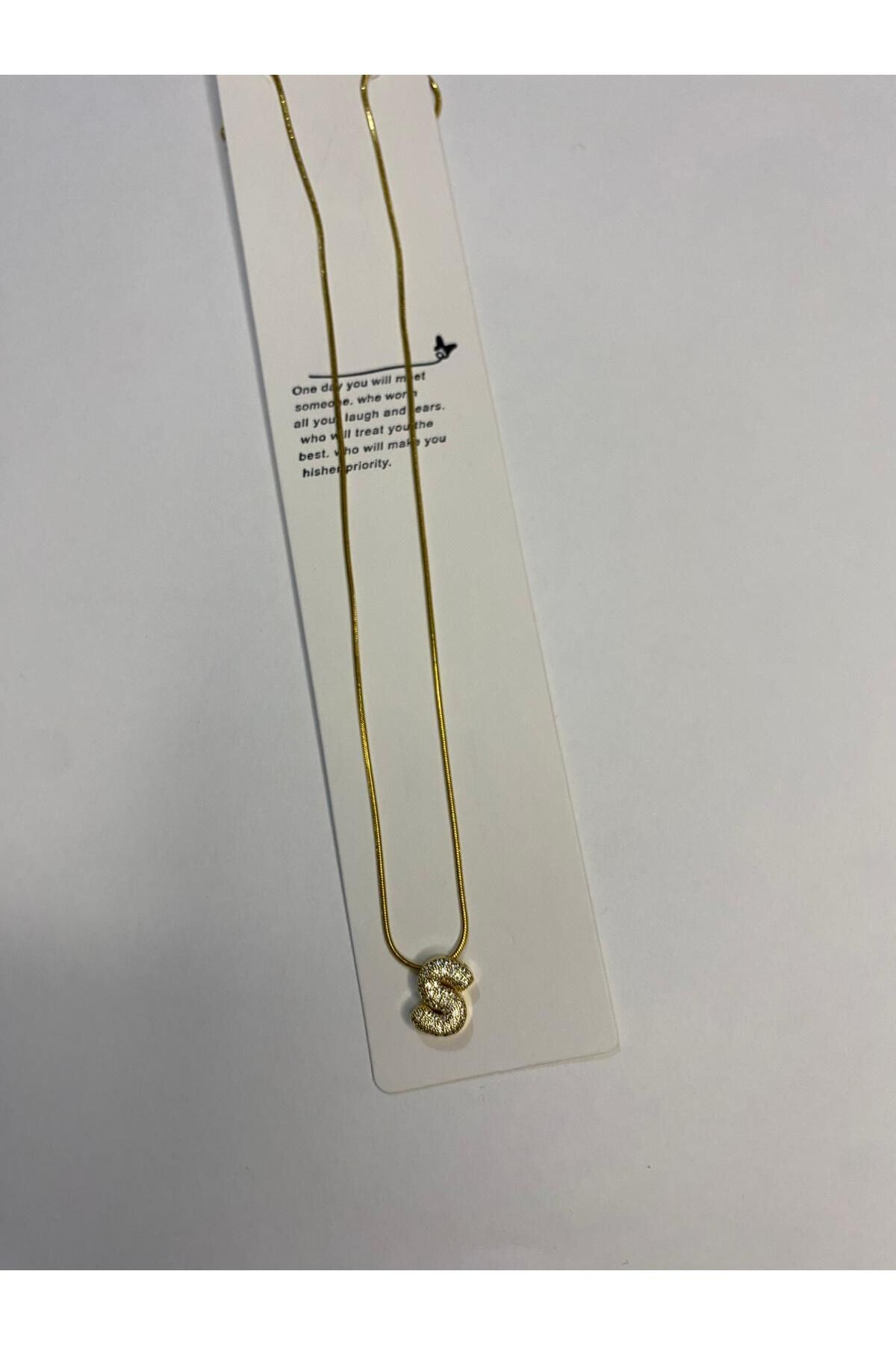 marsel aksesuar Çelik Zirkon Taşlı Harf Kolye