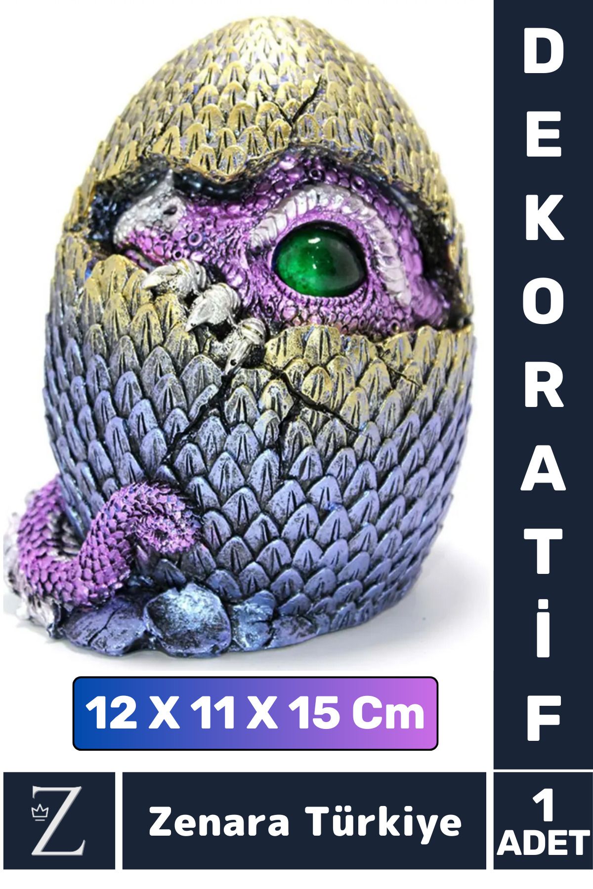 Zenara Premium Yüksek Kaliteli Çok Şık Dekoratif Hediyelik Özel Gün Biblo Koleksiyon POLYESTER DRAGON GÖZÜ
