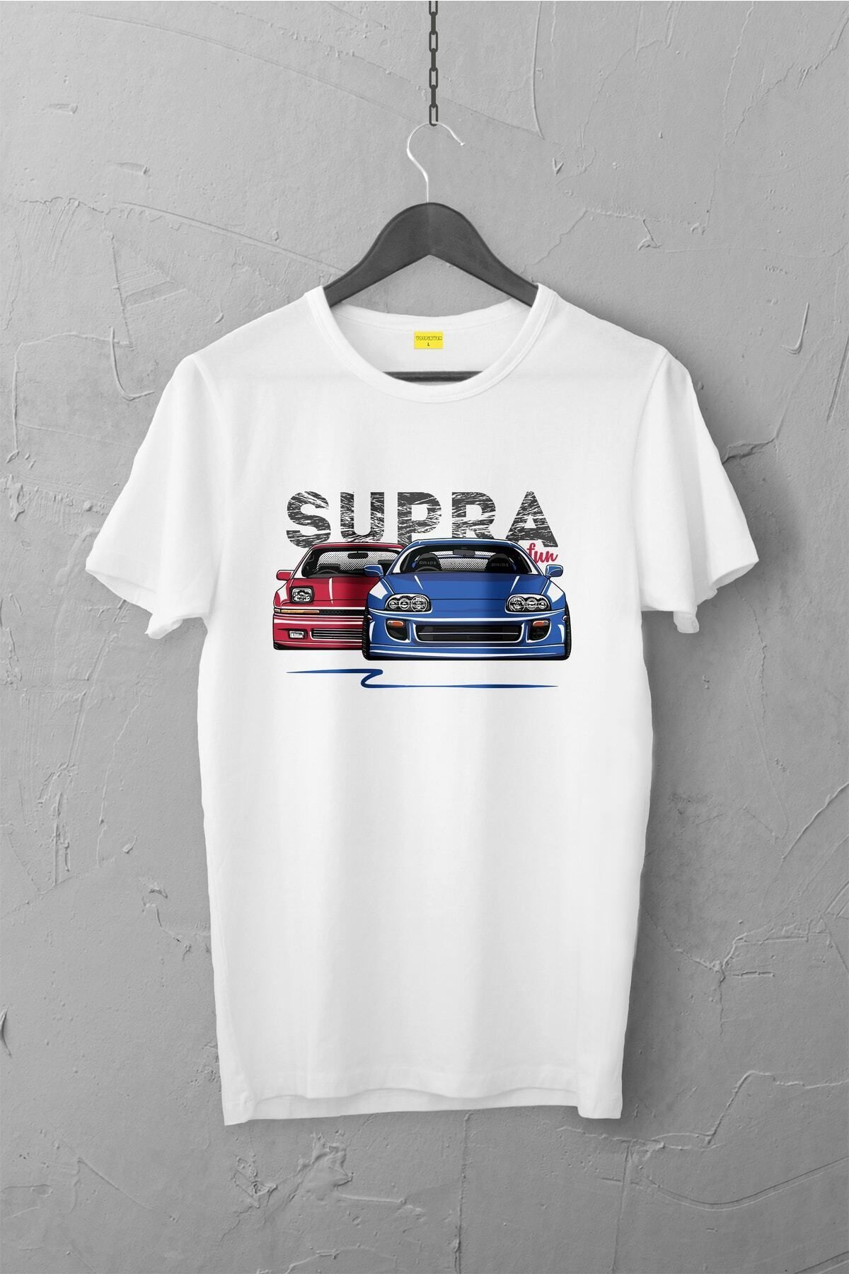 Pisa Art Toyota Supra Design Tshirt , Unisex Premium, Çatlama Solma Yapmaz / Otomobil