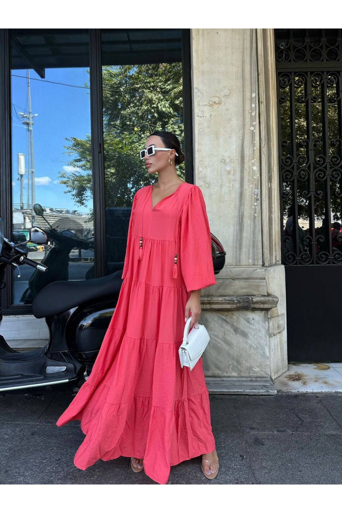 Hotfashion Bohem Stil Balon Kollu Elbise