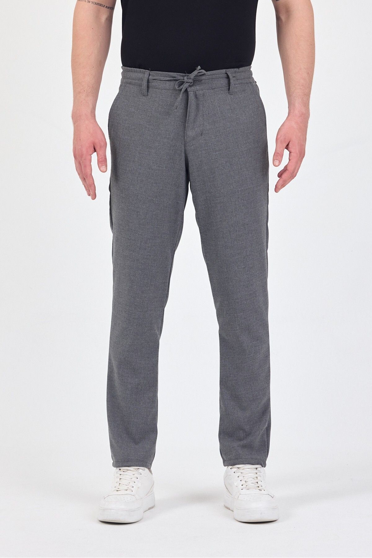 TheSeason Erkek Gri Likralı Kırışmaz Lastikli Comfort Fit Chino Pantolon