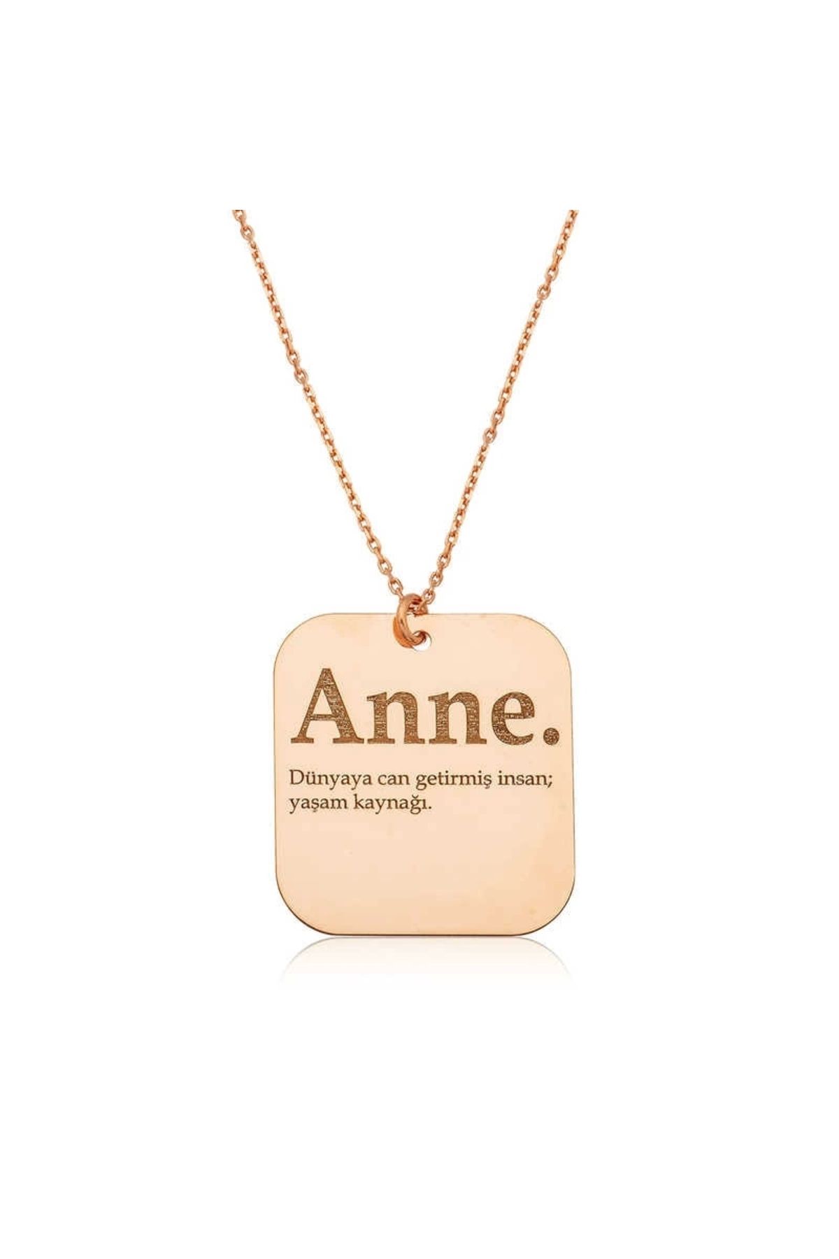 luz&pos gümüş Rose Anne Yazılı Plaka Kolye