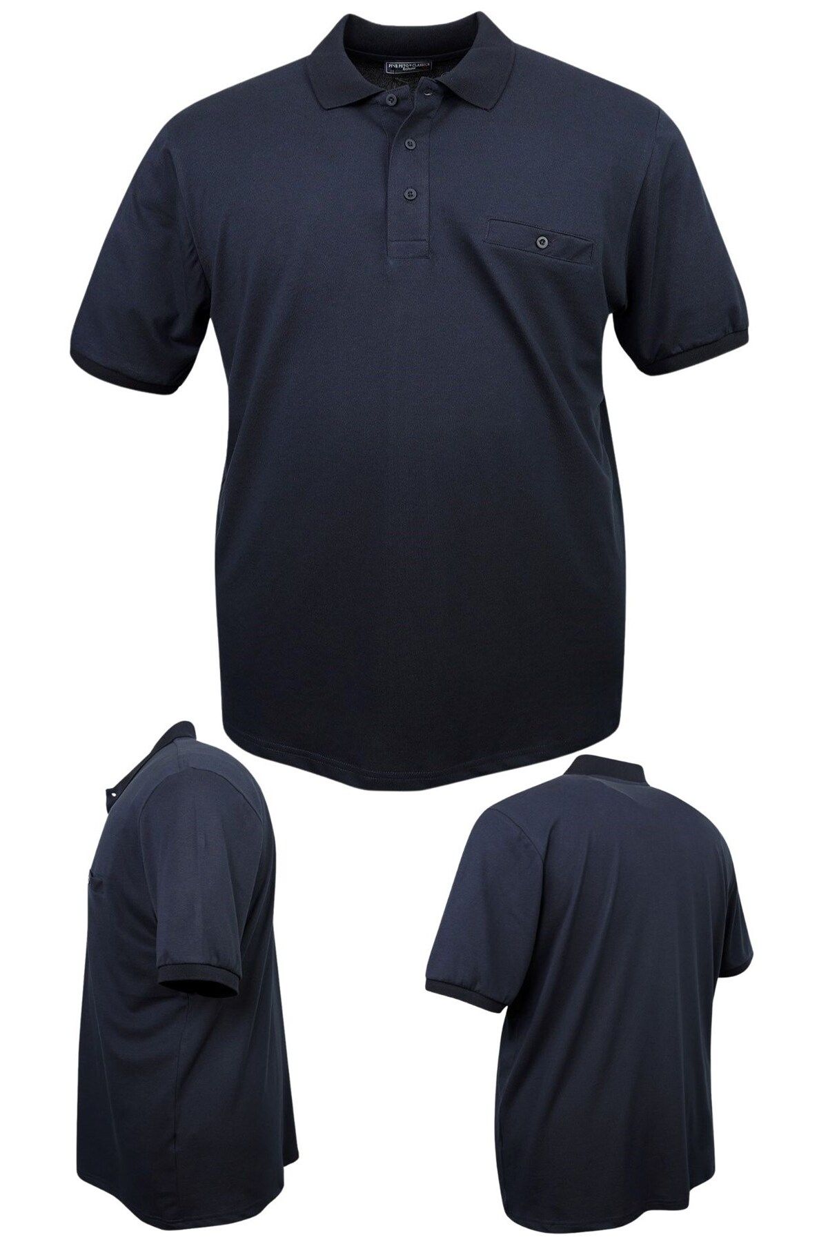 marufshop Erkek Büyük Beden 115 - 155 Kilo Arası Uygun Bedenli Likralı Pike Polo Yaka Cepli Tişört
