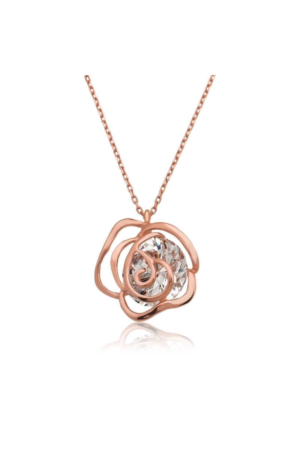 luz&pos gümüş Rose Gül Kadın Kolye