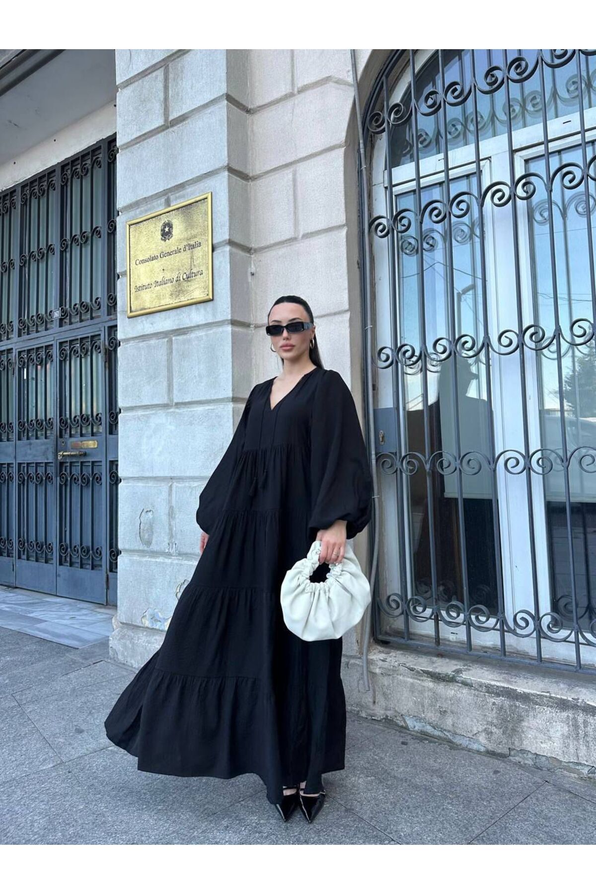 Hotfashion Bohem Stil Balon Kollu Elbise