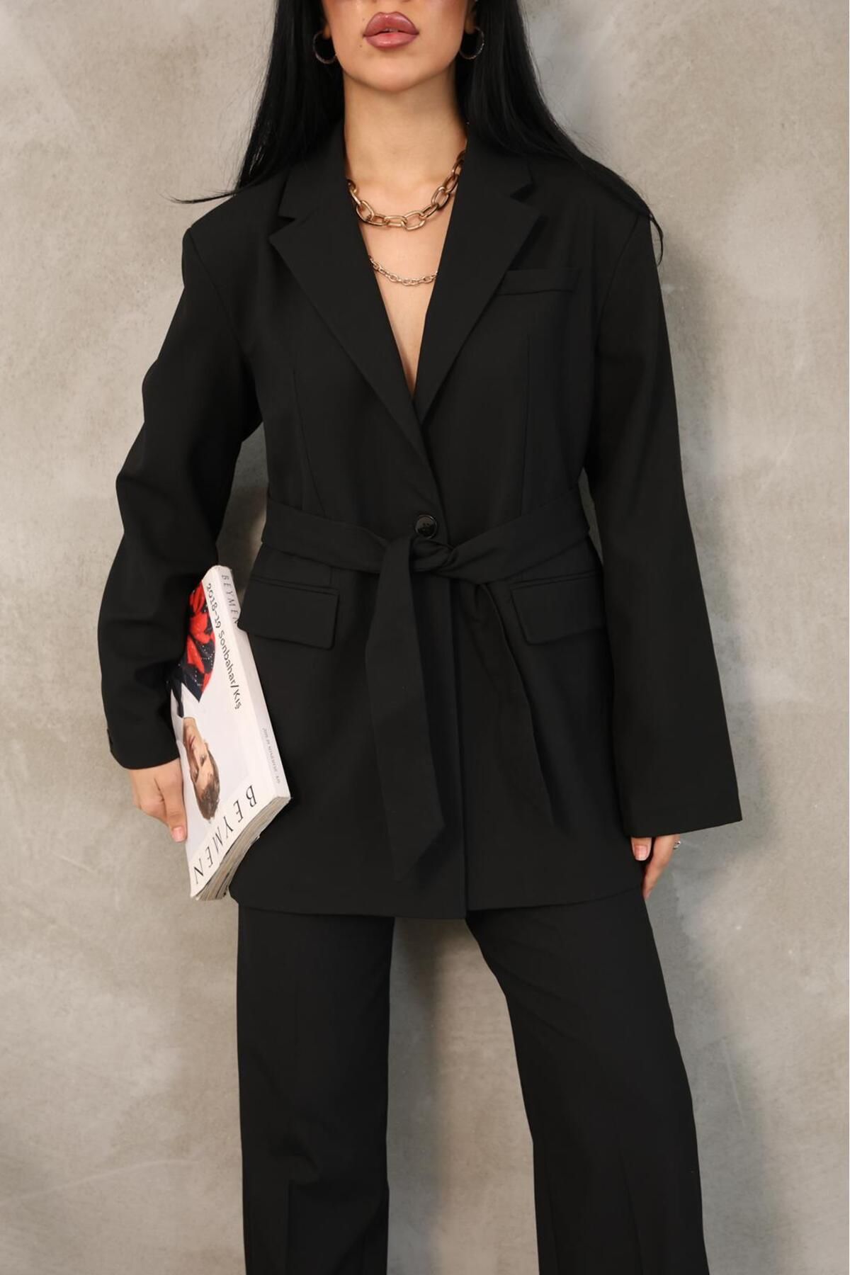 Ekim Store Kuşaklı İkili Blazer Takım