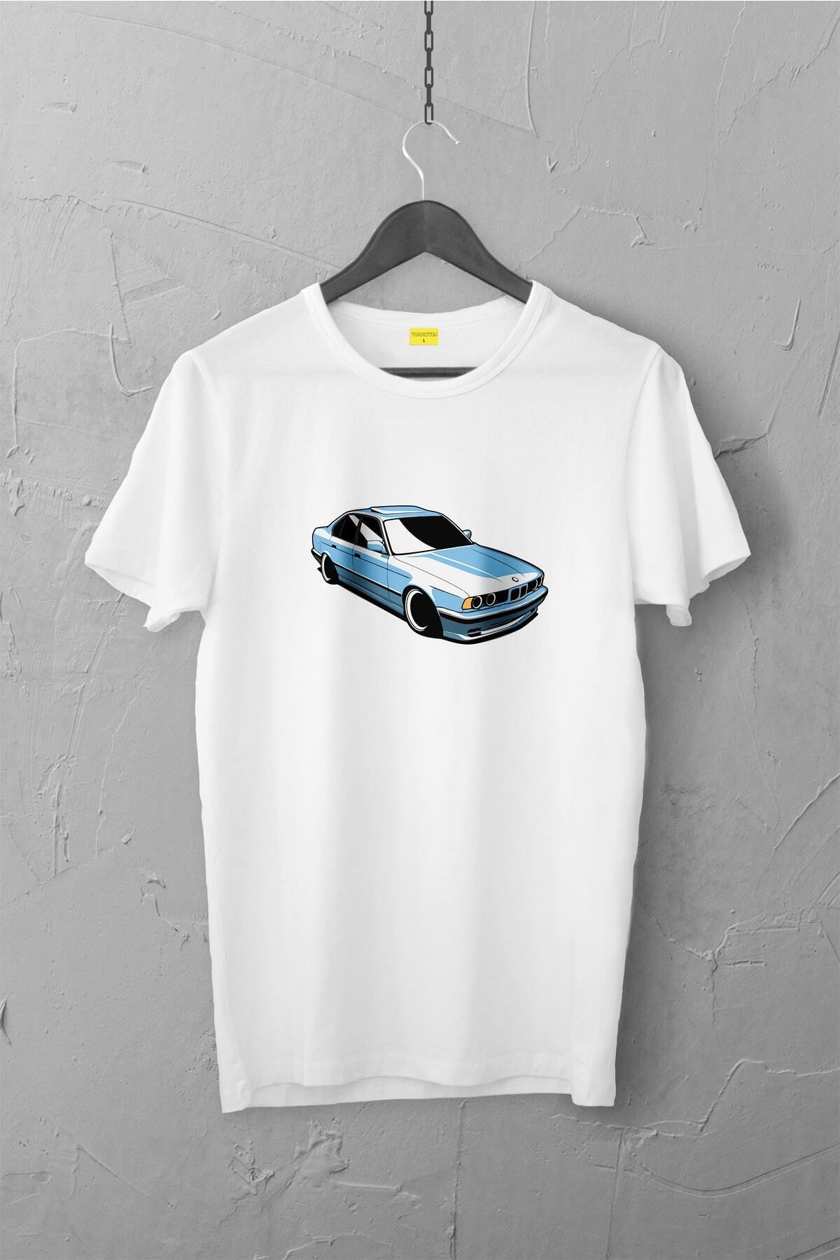 Pisa Art Bmw E34 Tasarımlı Tshirt , Unisex Premium, Çatlama Solma Yapmaz / Otomobil
