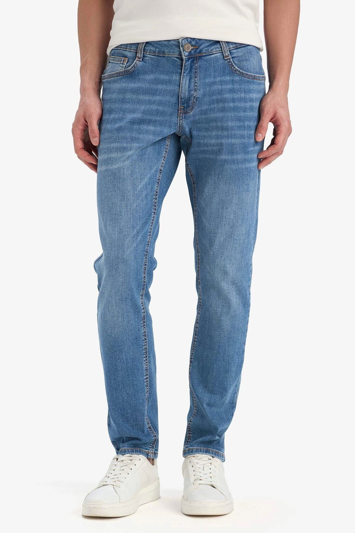 DeFacto E2743 Mavi Carlo Skinny Fit Ekstra Dar Kalıp Normal Bel Ekstra Dar Paça Jean Pantolon