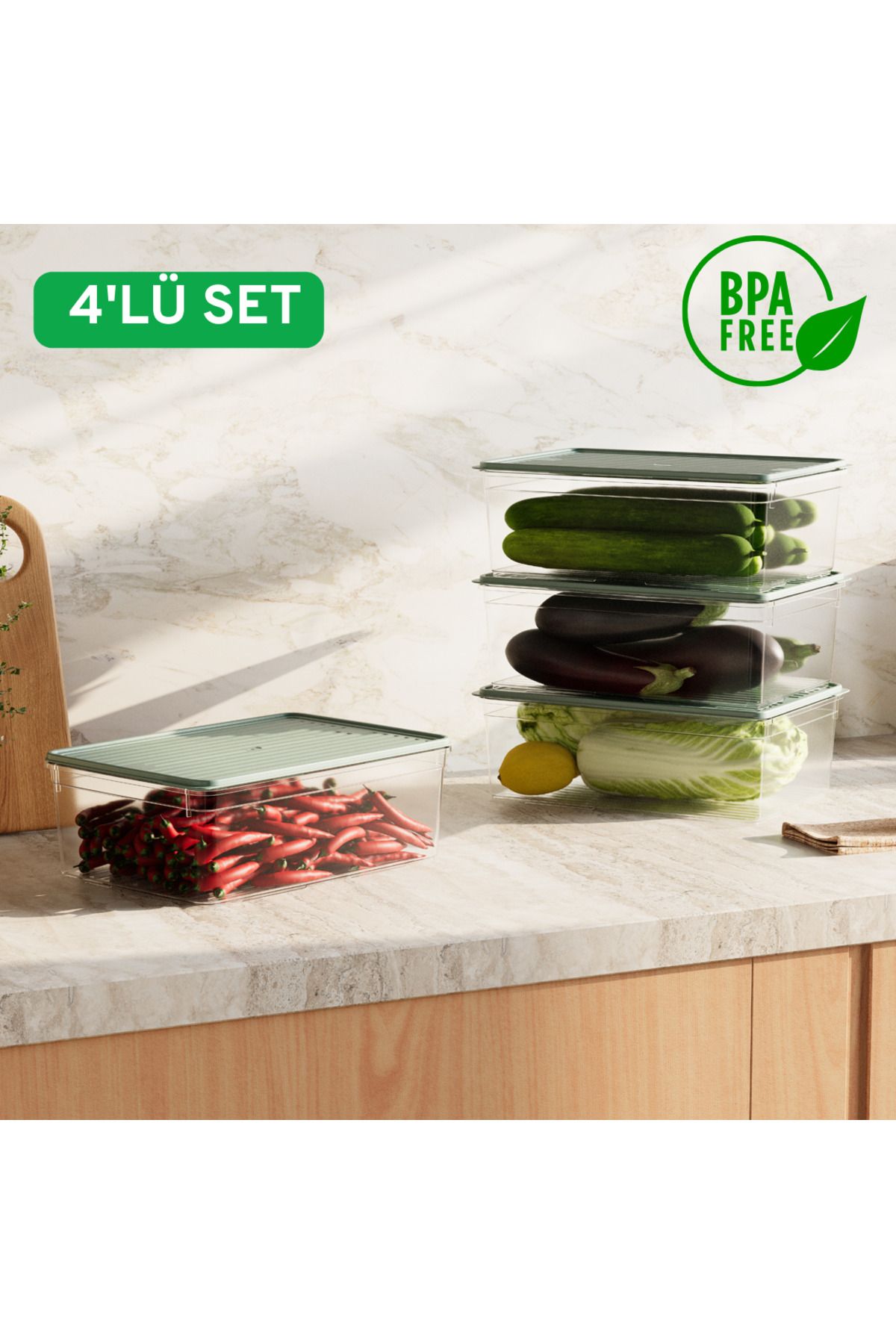 Canbaz Home 4'lü 4.3 Litre Buzdolabı Dondurucu Organizer Difriz Saklama Kabı (4 x 4300 ml)