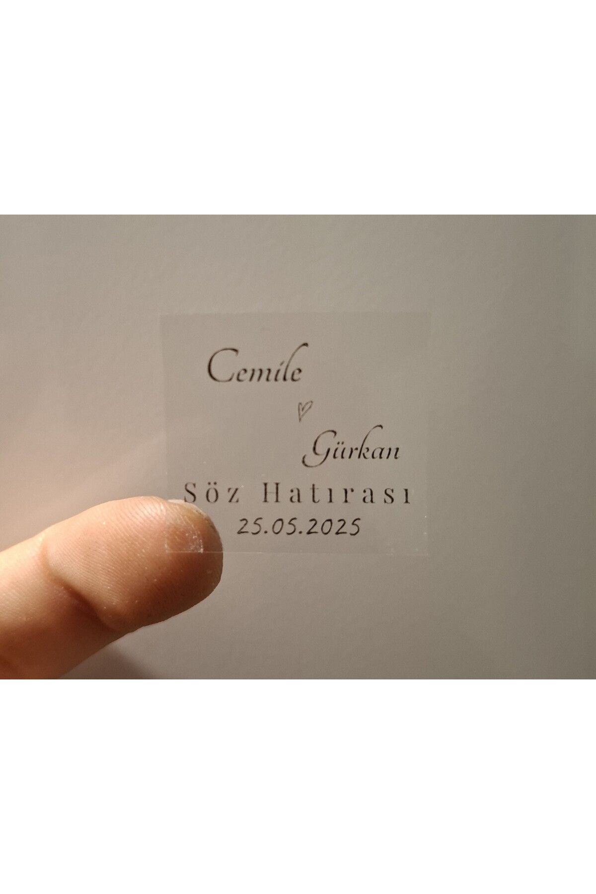 Sym Hediyelik 120 Adet Kişiye Özel Kına Nişan Söz Nikah Düğün Etiketi Şeffaf Sticker 3,5x3 Cm