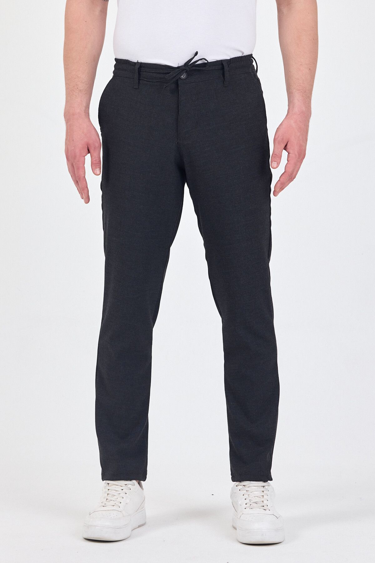 TheSeason Erkek Antrasit Likralı Kırışmaz Lastikli Comfort Fit Chino Pantolon