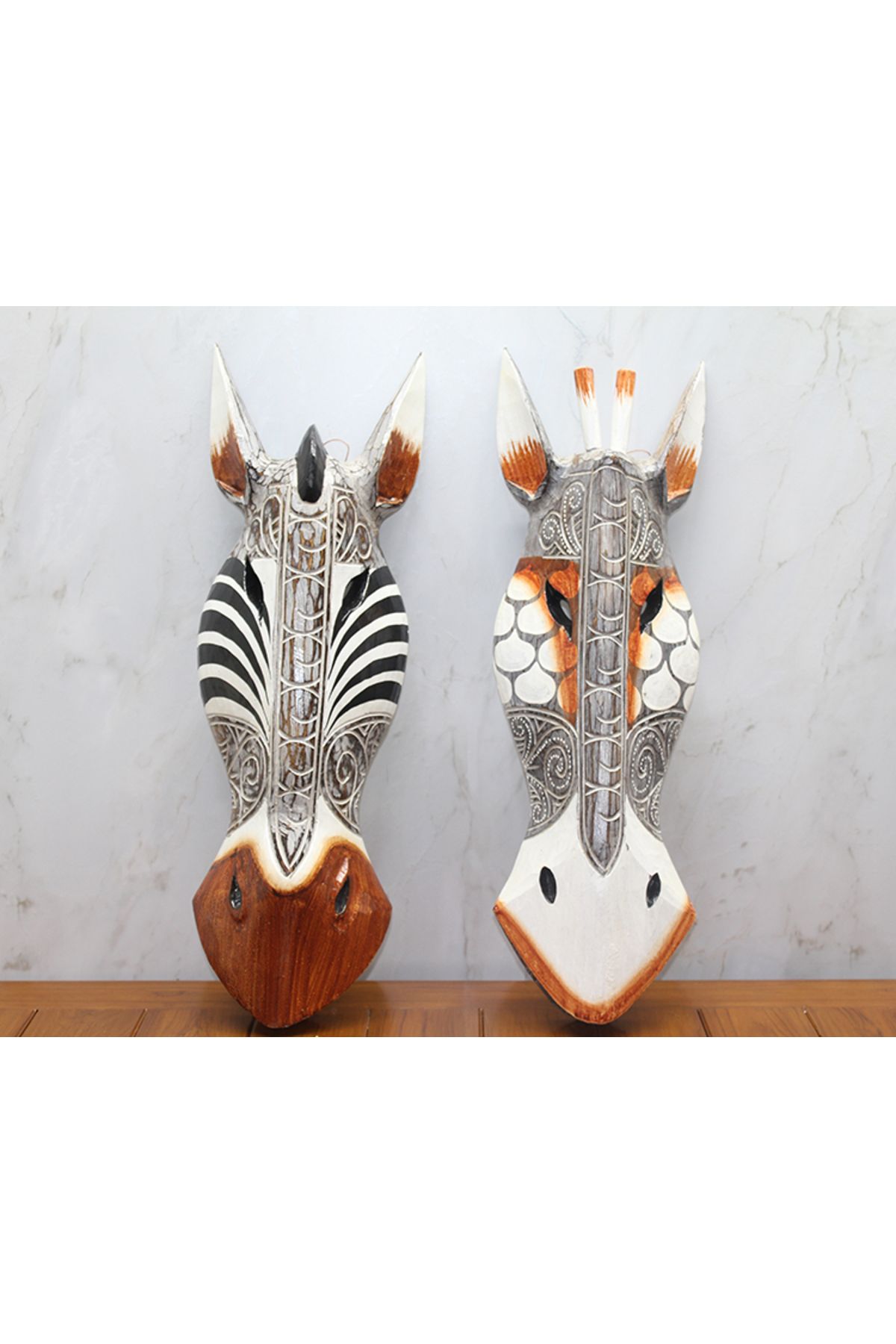 ESZ LİFE Ahşap Duvara Asmalı Maske Zebra