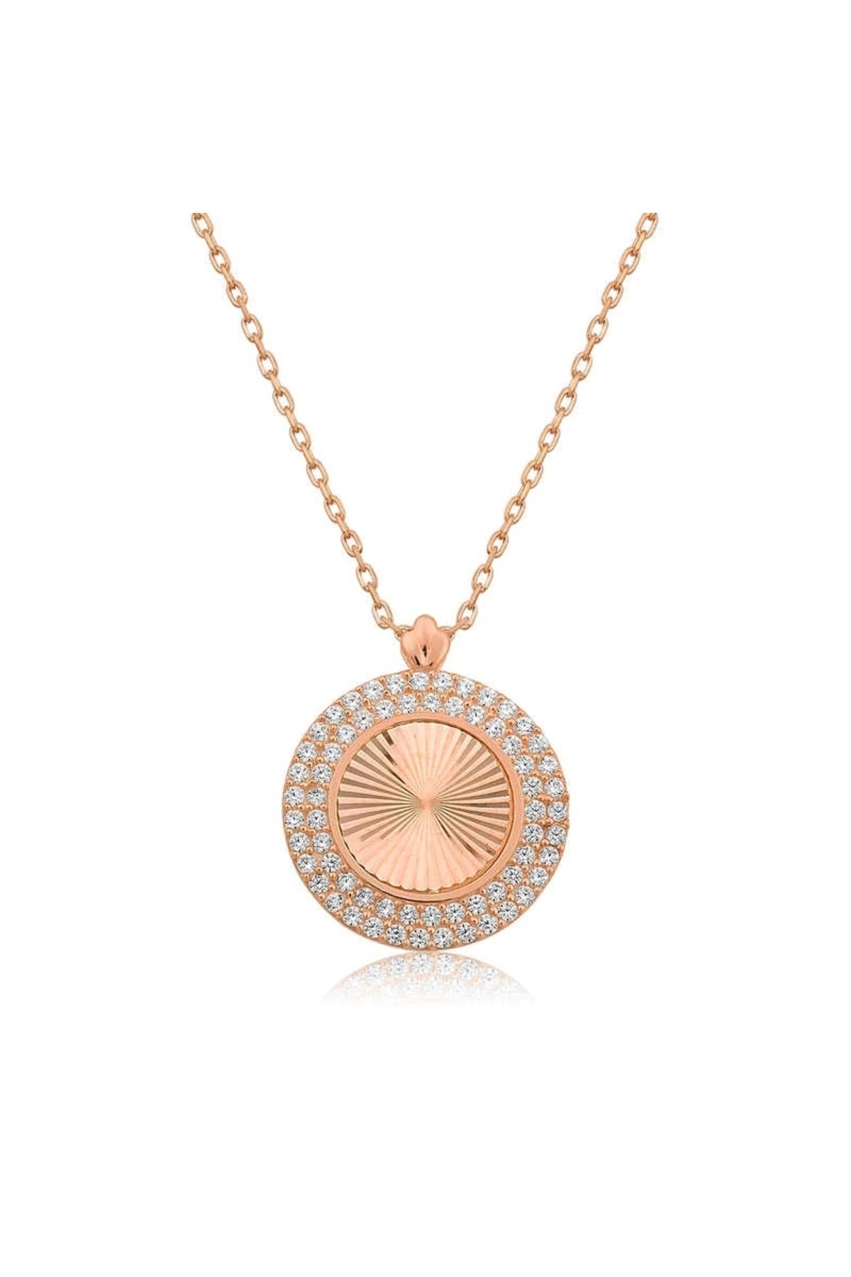 luz&pos Gümüş Rose Oval Fırfır Kolye
