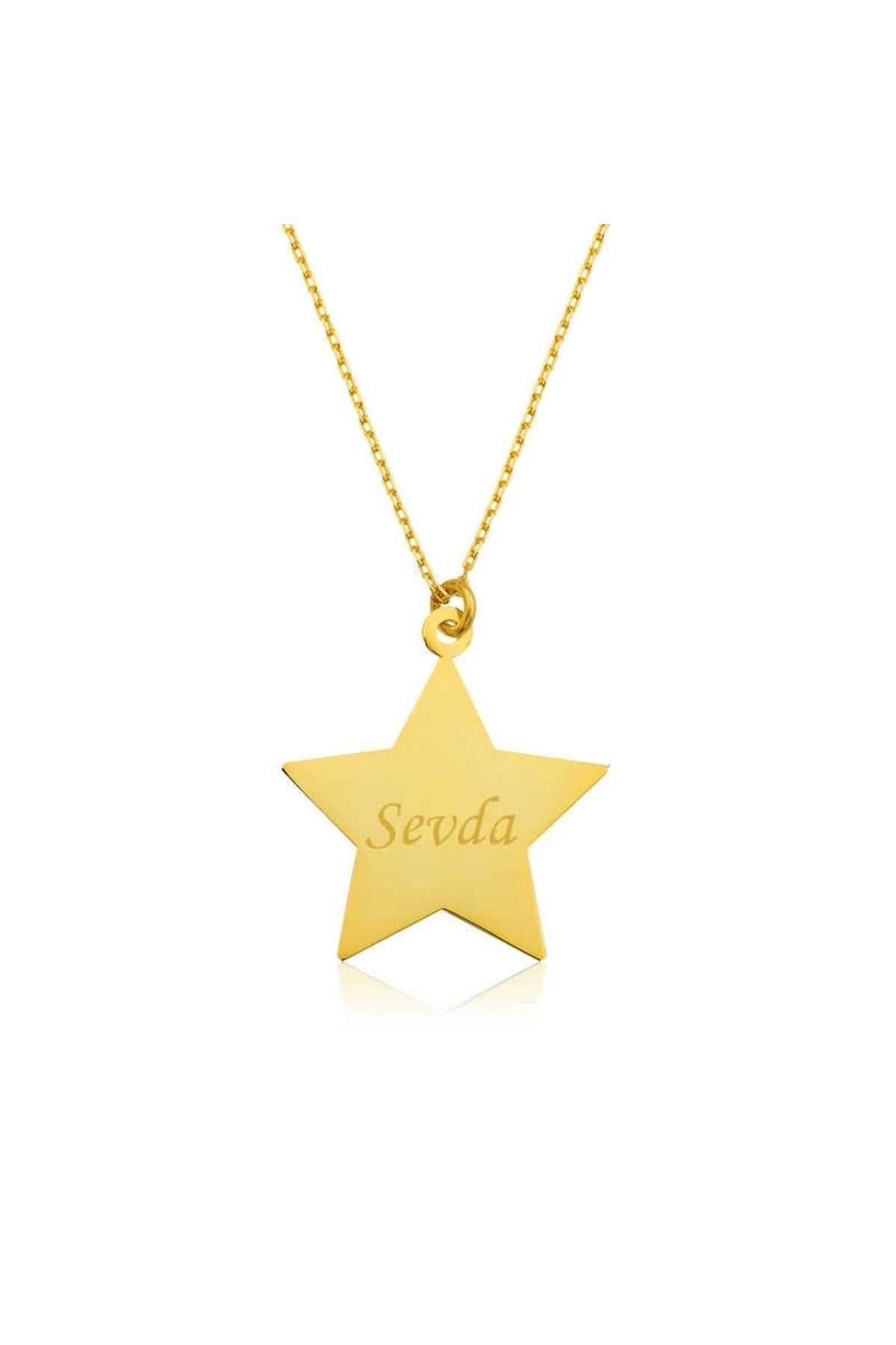 luz&pos Gümüş Gold Kişiye Özel İsimli Yıldız Kolye