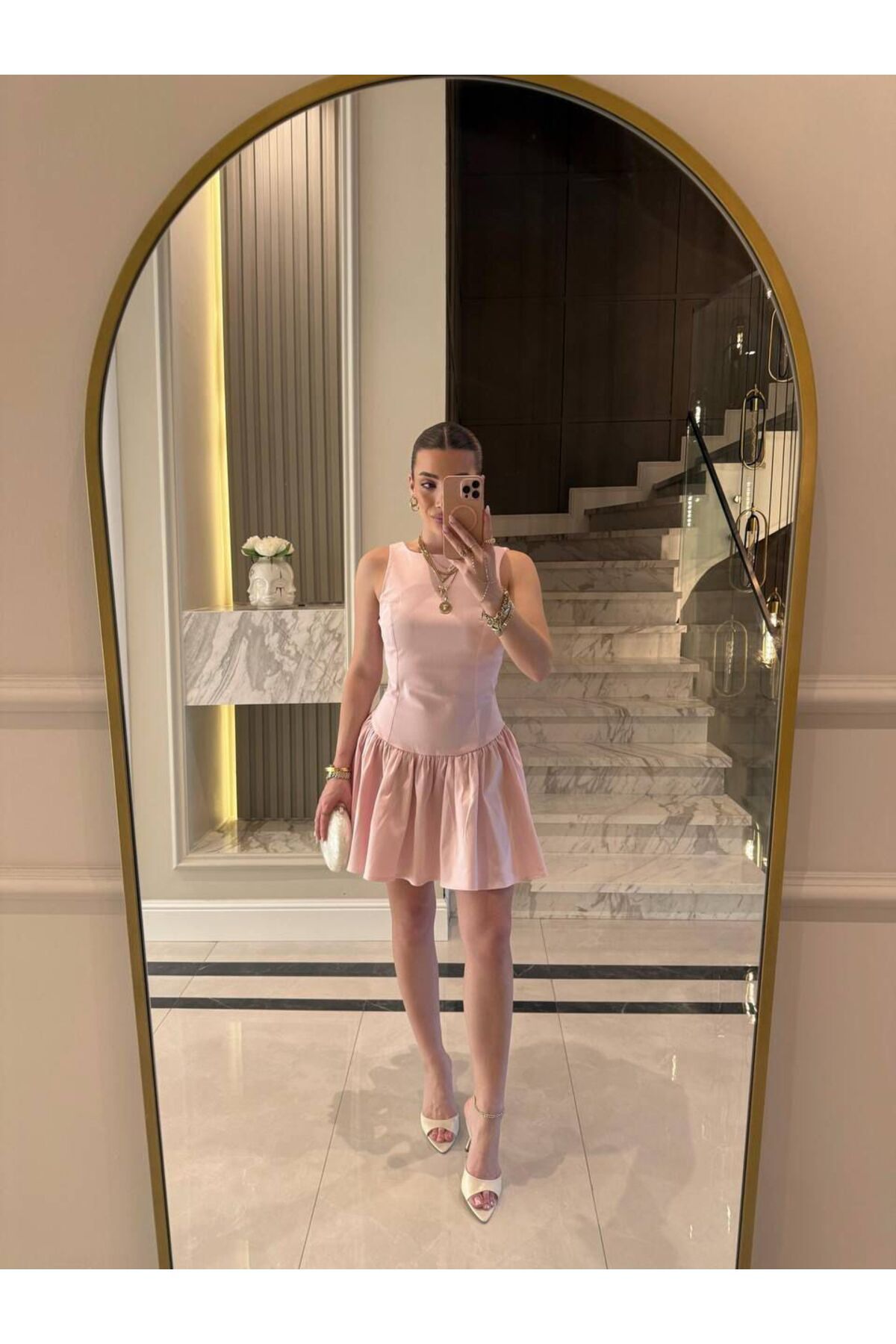 Hotfashion Kolsuz Büzgü Detaylı Mini Elbise