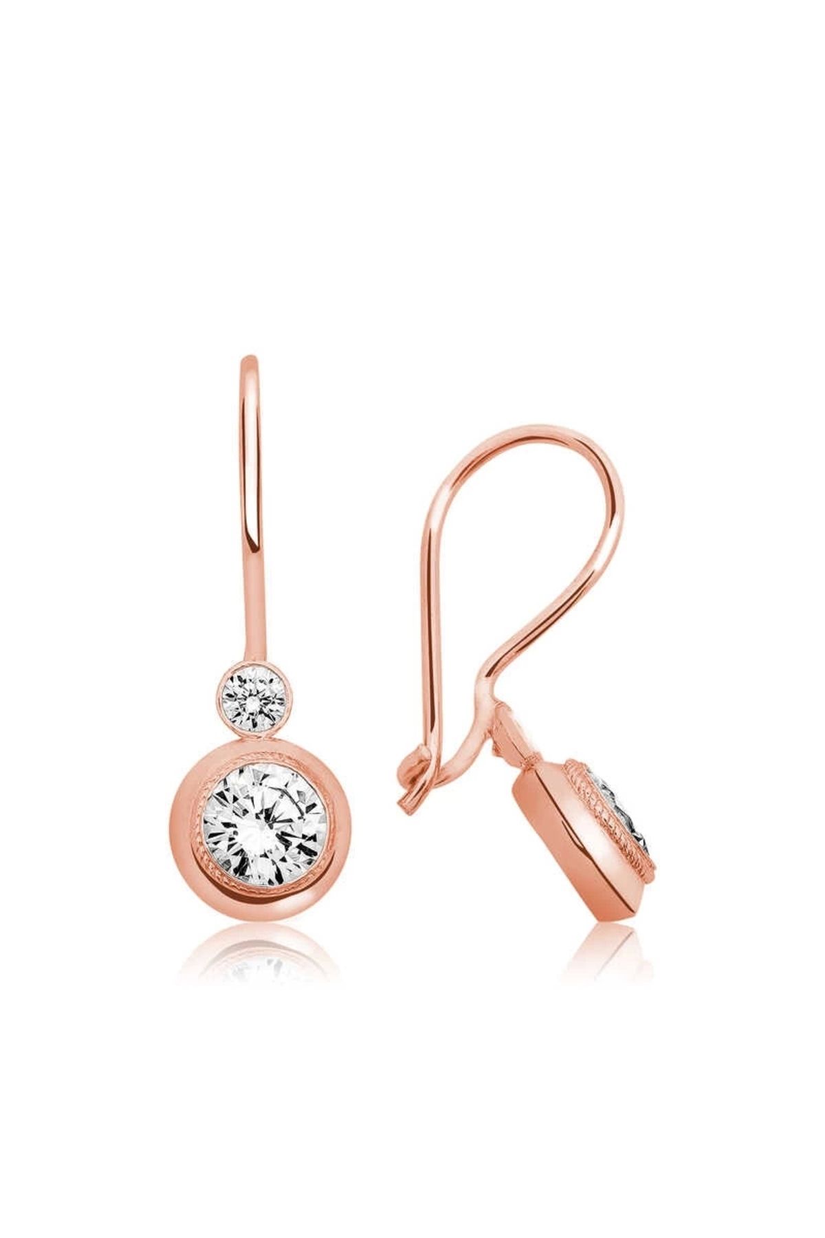 luz&pos gümüş Rose Sallantılı Tek Taş Küpe